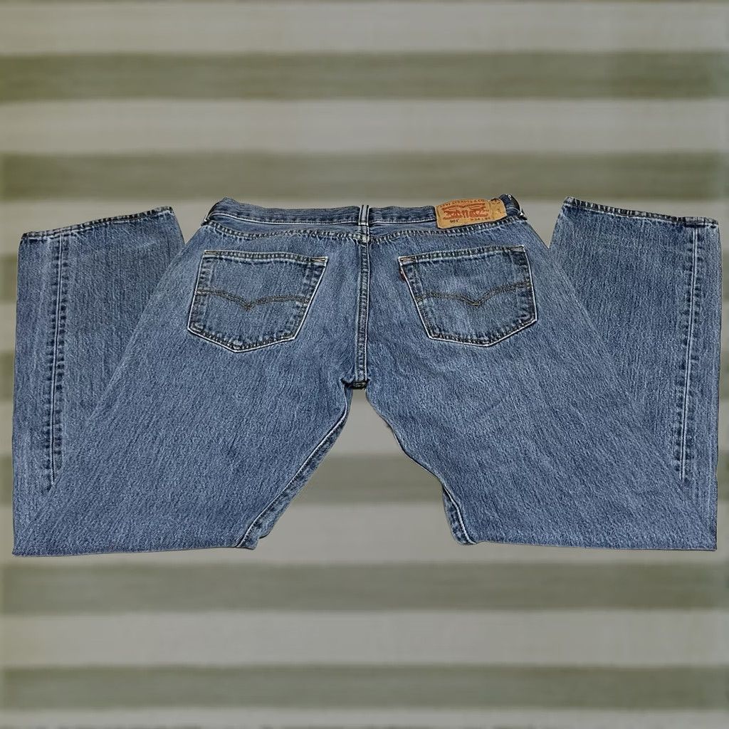 Levi's Levi's 501 Jeans Blue Denim Button Fly Regular Distressed 34x32 34x34 Measure Mens Jeans | Levi's 500 Series Size US 34 / EU 50 - 1 Thumbnail