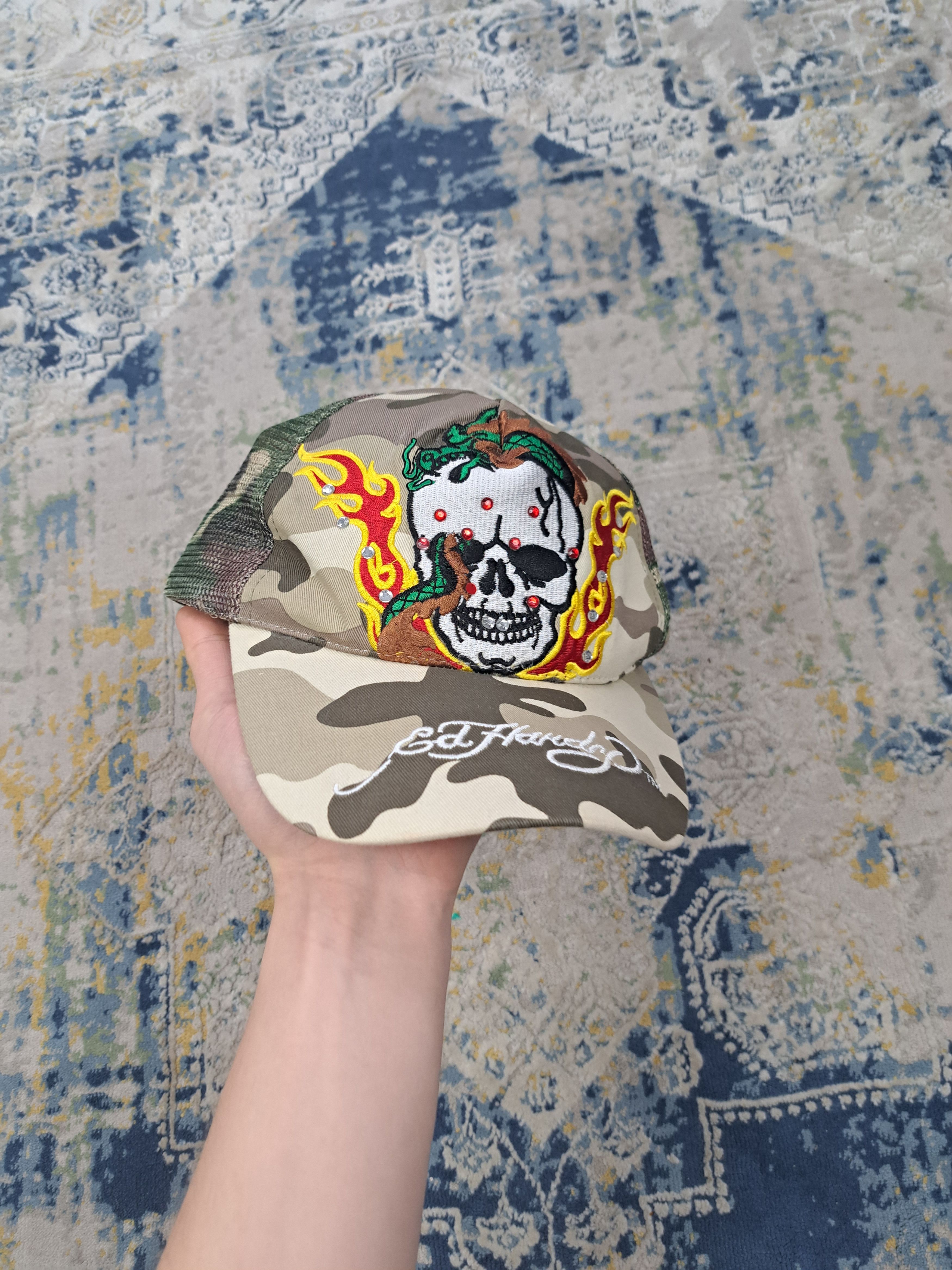 Ed Hardy Ed Hardy Avant Garde Rhinestone Skull Camo Cap y2k Drip SWAG Size ONE SIZE - 1 Thumbnail