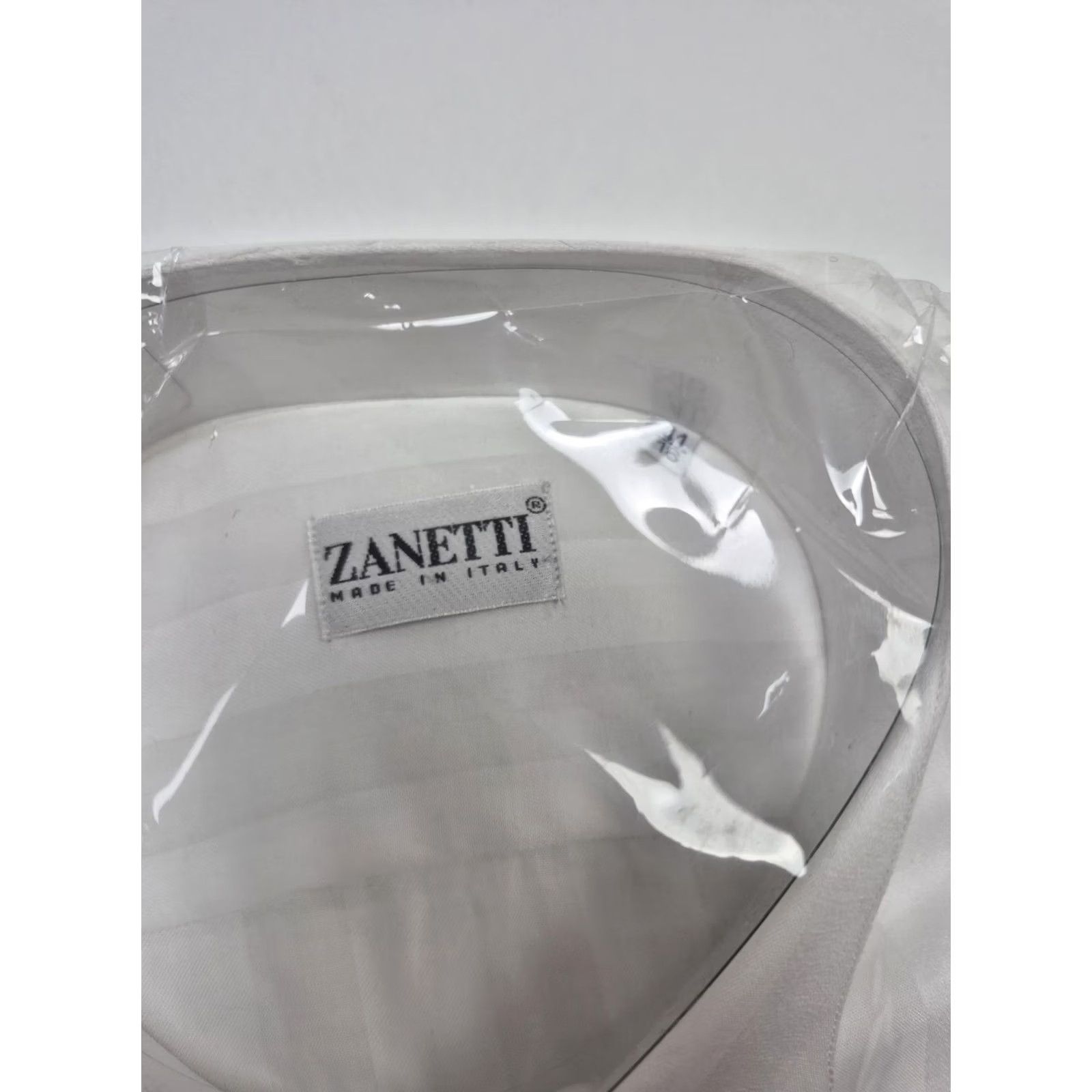 Vintage Zanetti Dress Shirt Mens 41 16 White Stripe French Cuff Made Italy Cotton Shirt Mens Size 42R - 3 Thumbnail