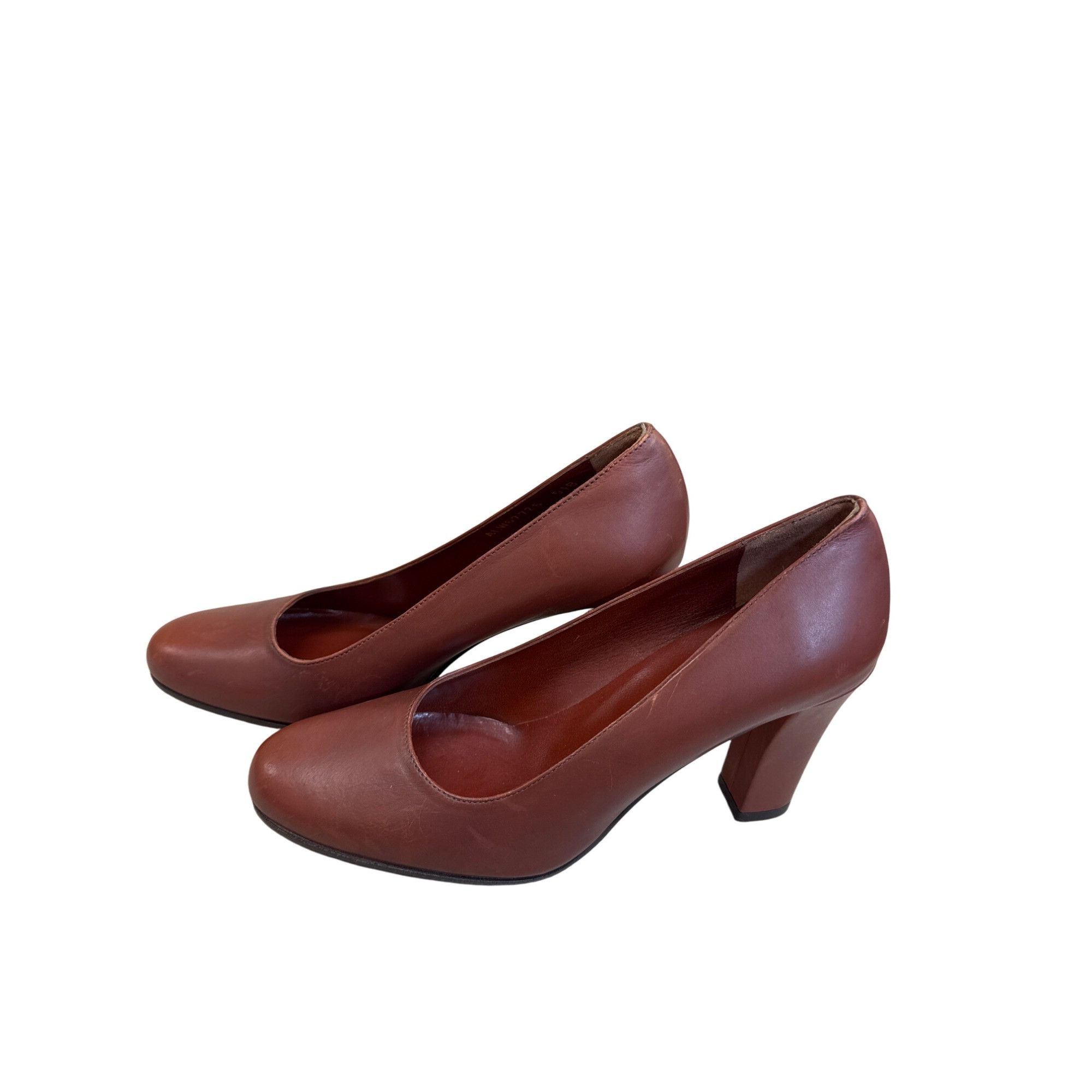 Ralph Lauren Ralph Lauren Womens Red 3" Block Heels Leather Slip-On Shoes Size US 5.5 / IT 35.5 - 3 Thumbnail