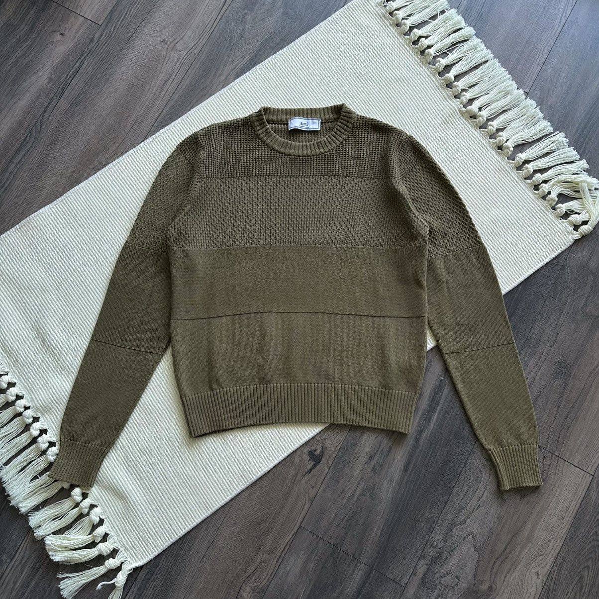 AMI Ami Alexandre Mattiussi Olive Green Crewneck Sweater Size US XS / EU 42 / 0 - 1 Thumbnail