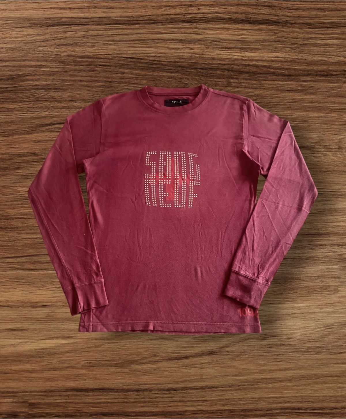🔥RARE🔥🔥agnes b. SANG NEUF Maroon Color Long Sleeve T-Shirt