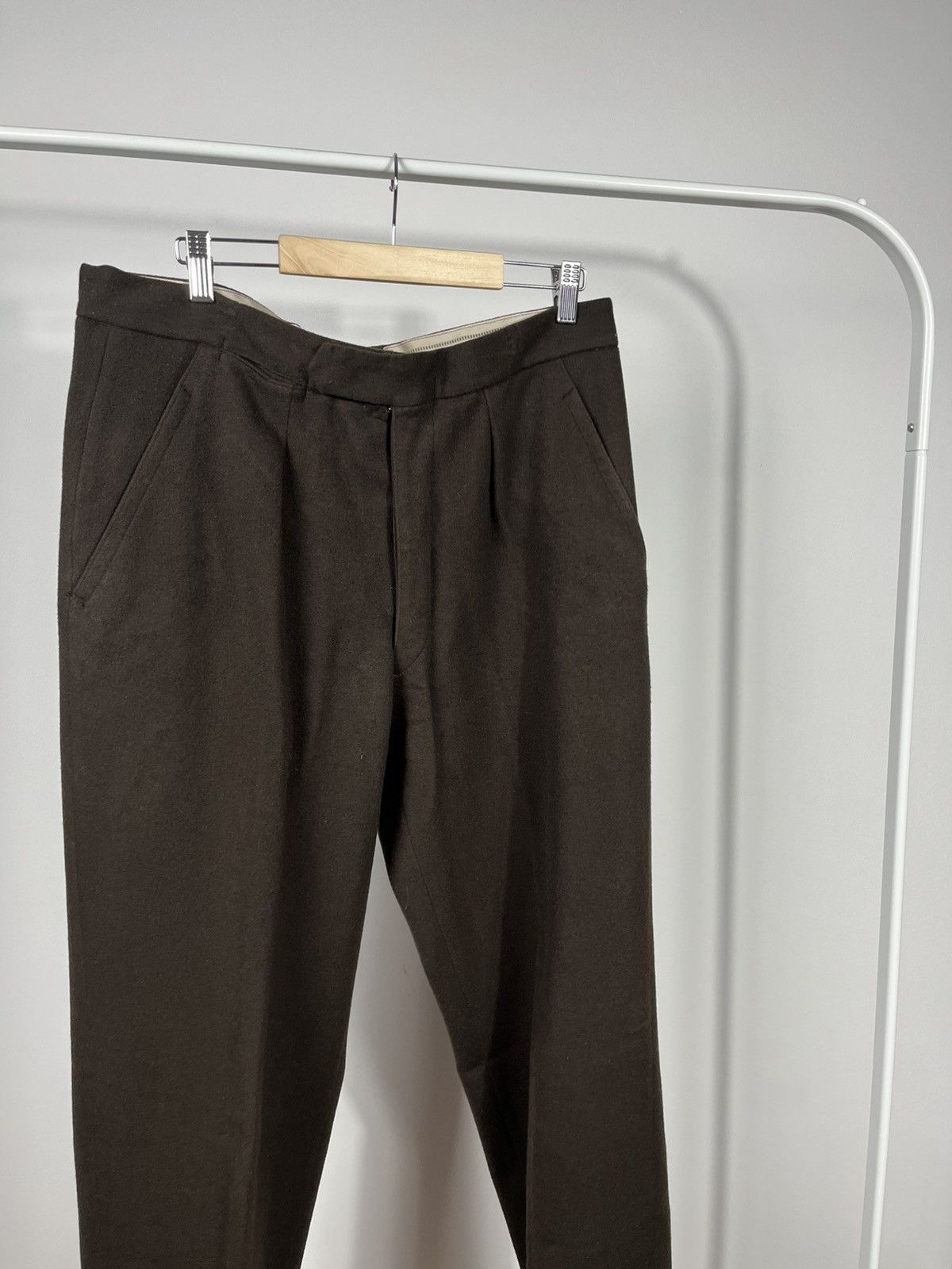 Other Vintage Wool Trousers Dark Brown High Waist Tailored Pants Size US 36 / EU 52 - 3 Thumbnail