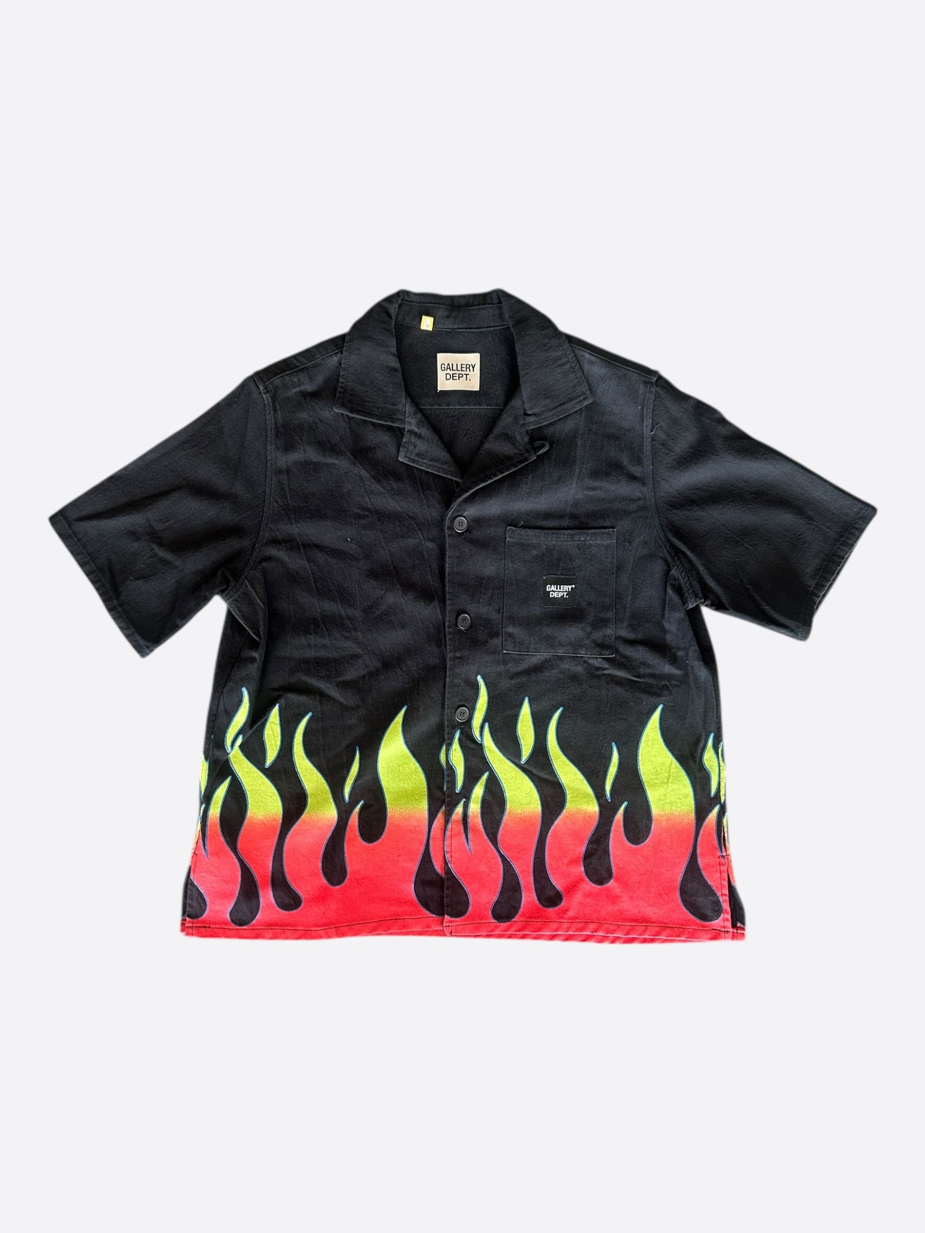 Gallery Dept. Black & Multicolor Flame Graphic Button Up Shirt Size US M / EU 48-50 / 2 - 1 Thumbnail
