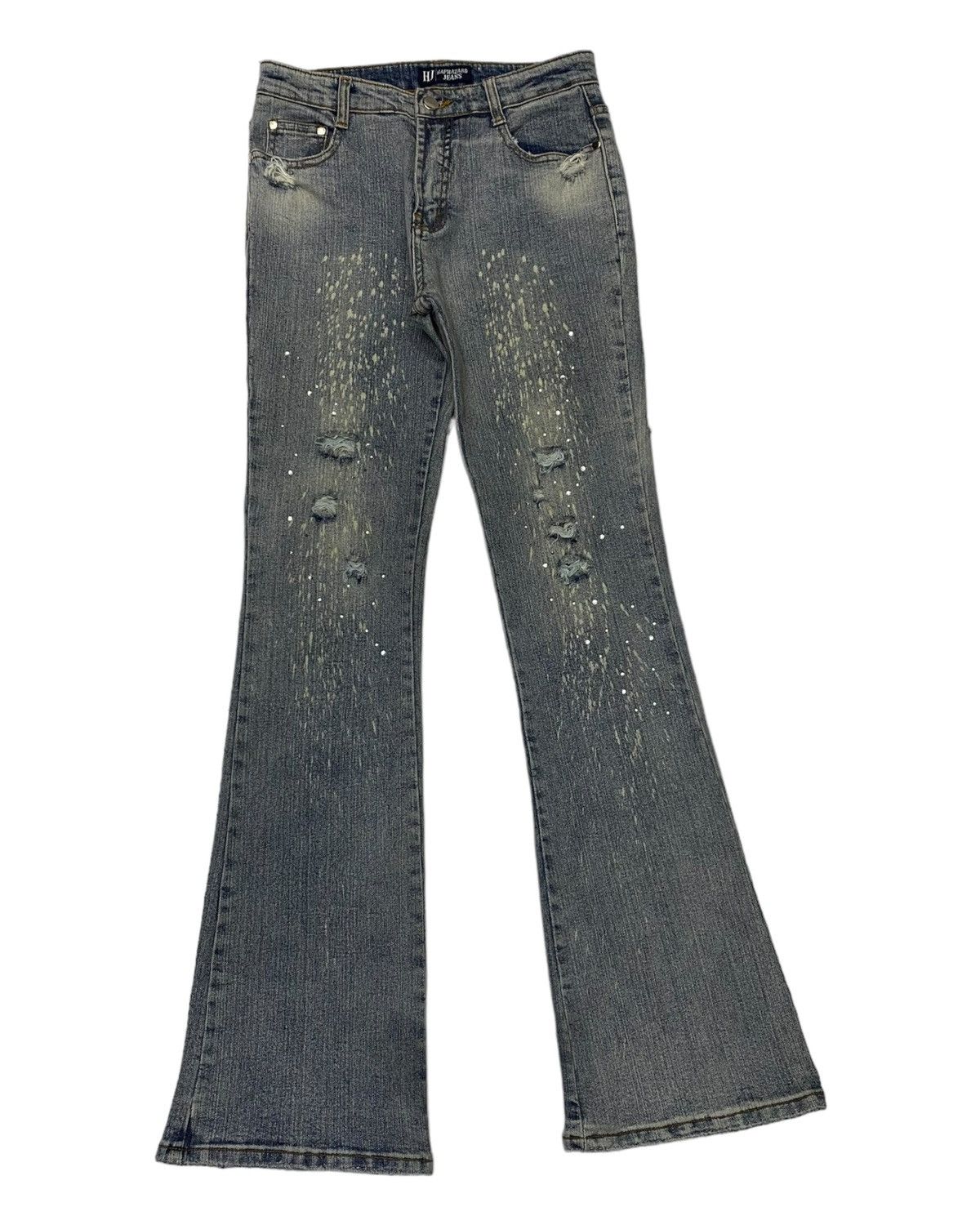 If Six Was Nine 🔥FLARE JEANS HAPHAZARD DISTRESSED DENIM BOOTCUT JEANS Size 26" / US 2 / IT 38 - 2 Thumbnail