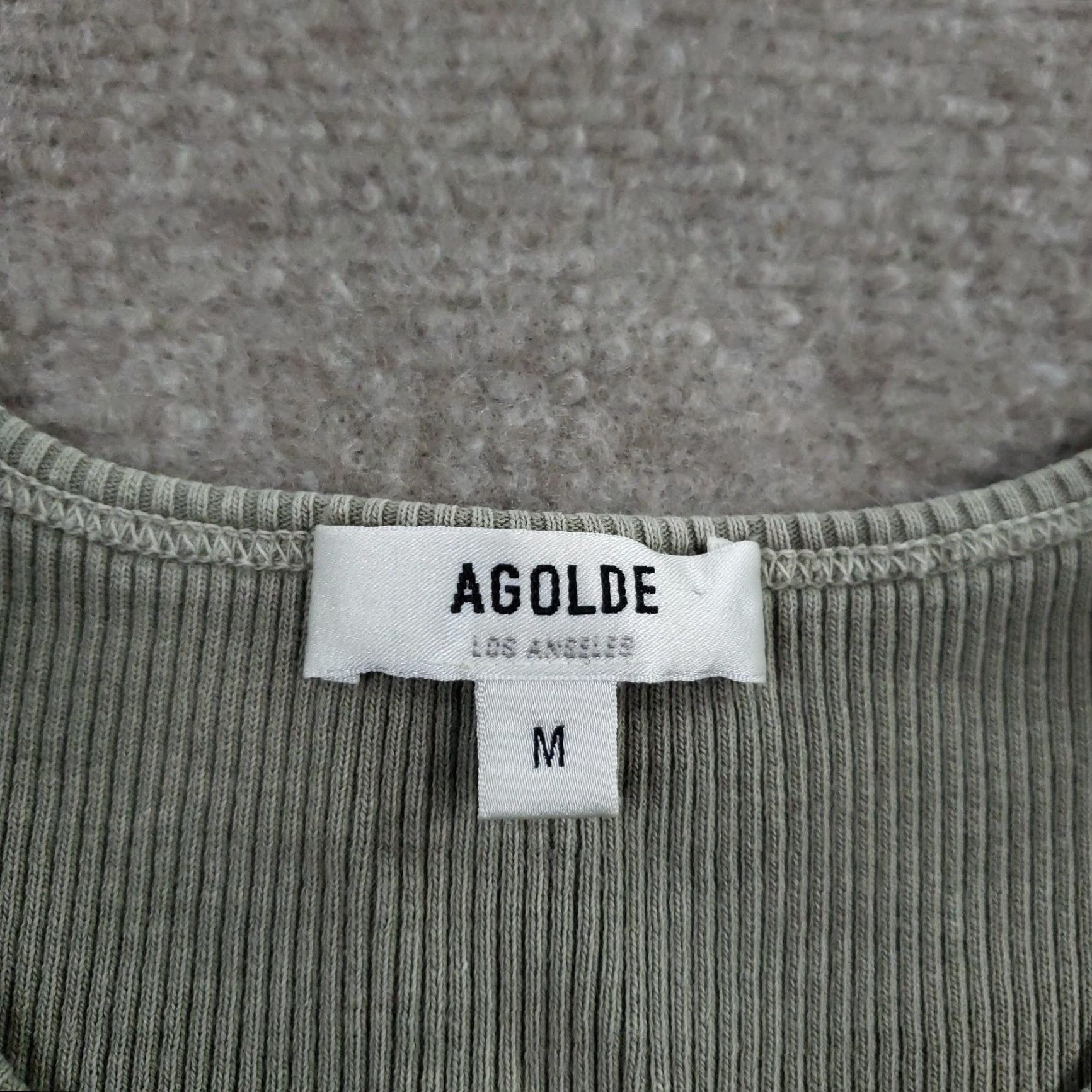 Agolde AGOLDE Nova Tank Top Womens Medium Green Ribbed Cropped Sleeveless Knit USA Size M / US 6-8 / IT 42-44 - 6 Thumbnail