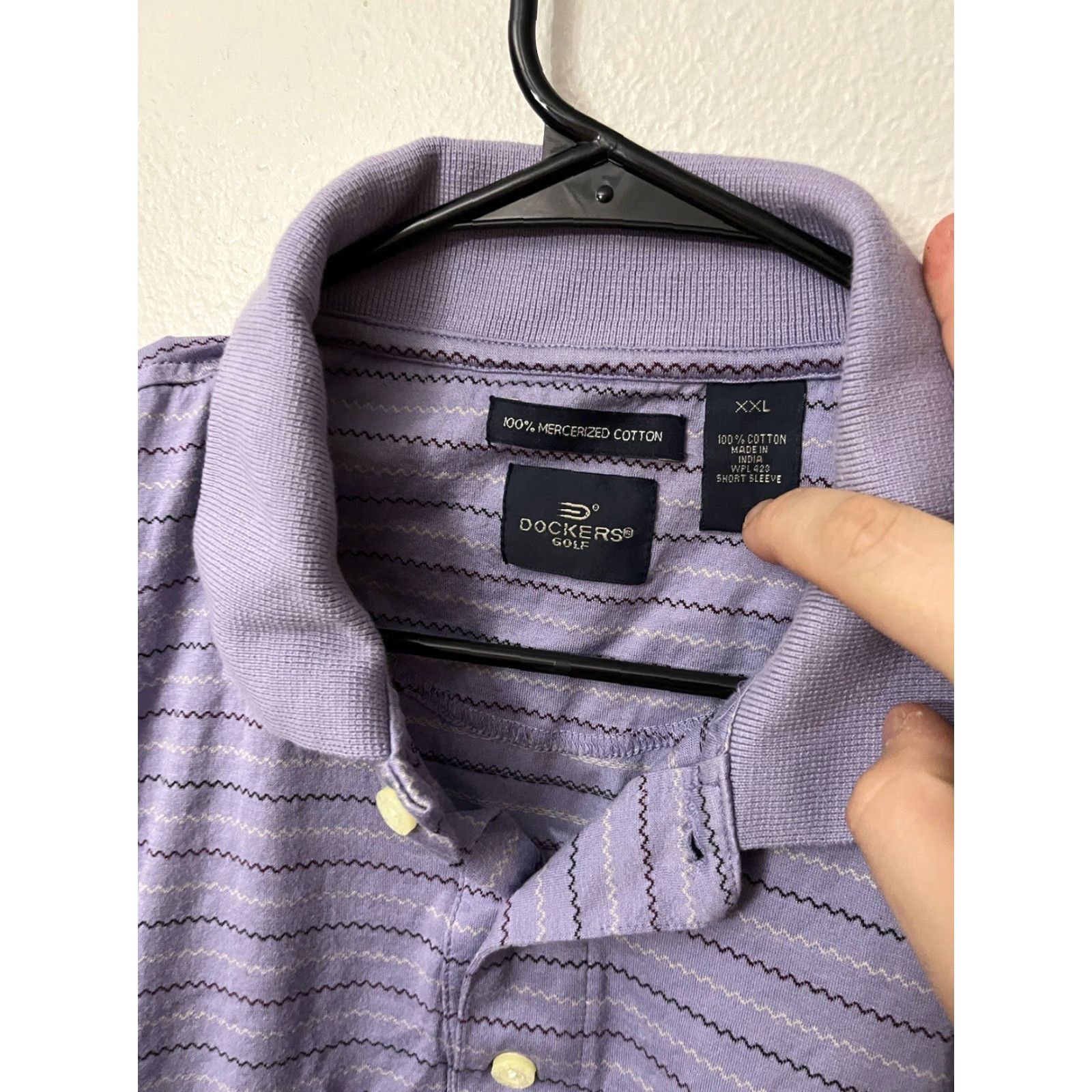 Dockers DOCKERS Polo Shirt Short Sleeve Golf Casual Men 2XL 100% Cotton Purple Striped Regular Shirt Mens Size US XXL / EU 58 / 5 - 3 Thumbnail