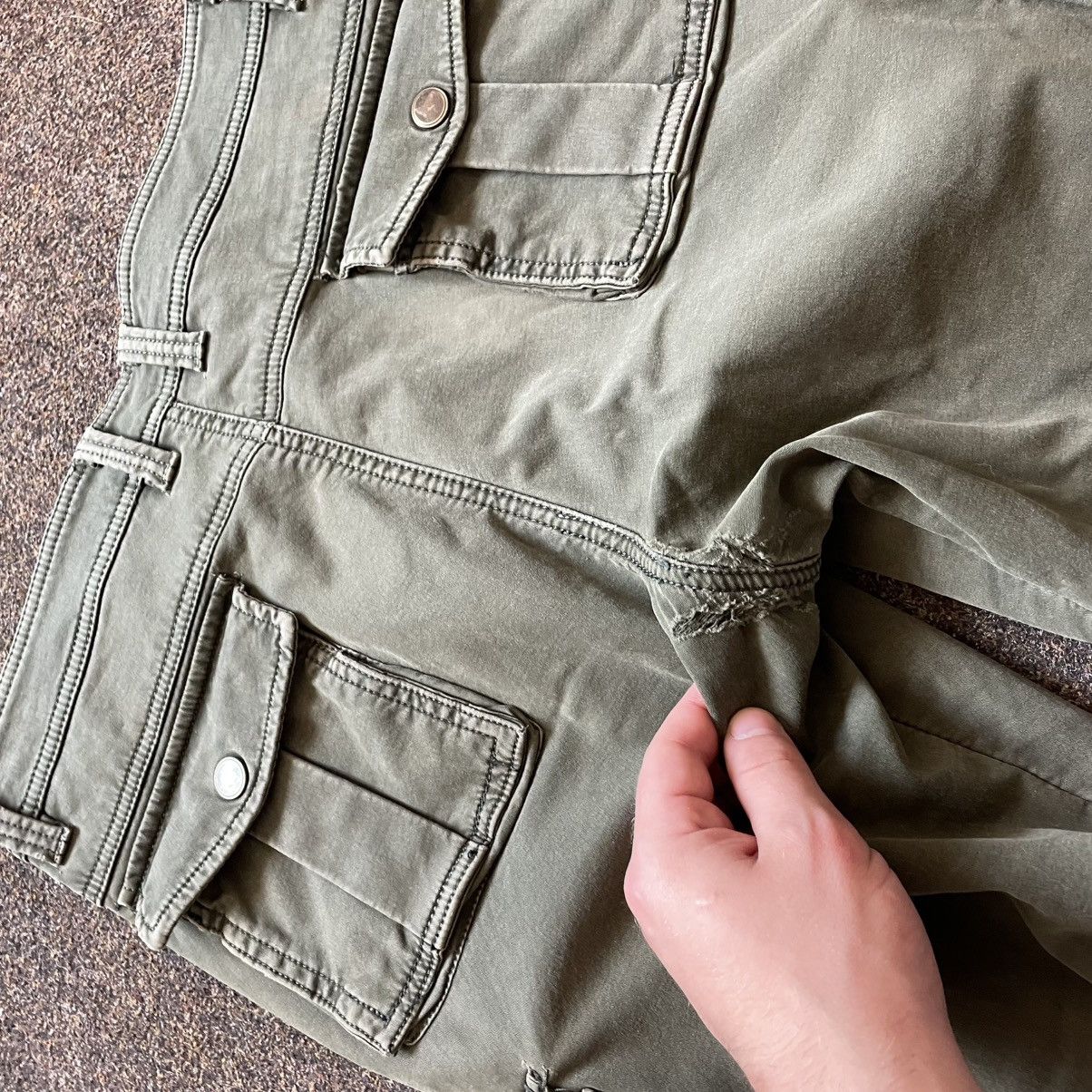 Vintage Vintage 90s Y2K Baggy Cargo Pants Khaki Streetwear Washed 31 Size 31" - 9 Thumbnail