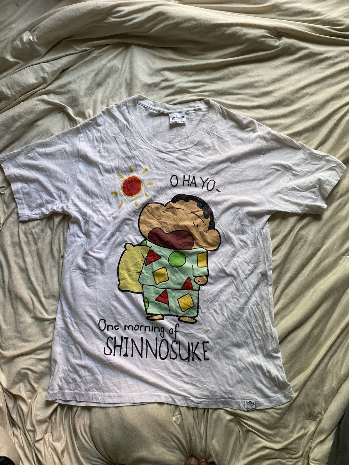 image of Anima x Cartoon Network Vintage Crayon Shinchan T-Shirt in White, Men's (Size Large)