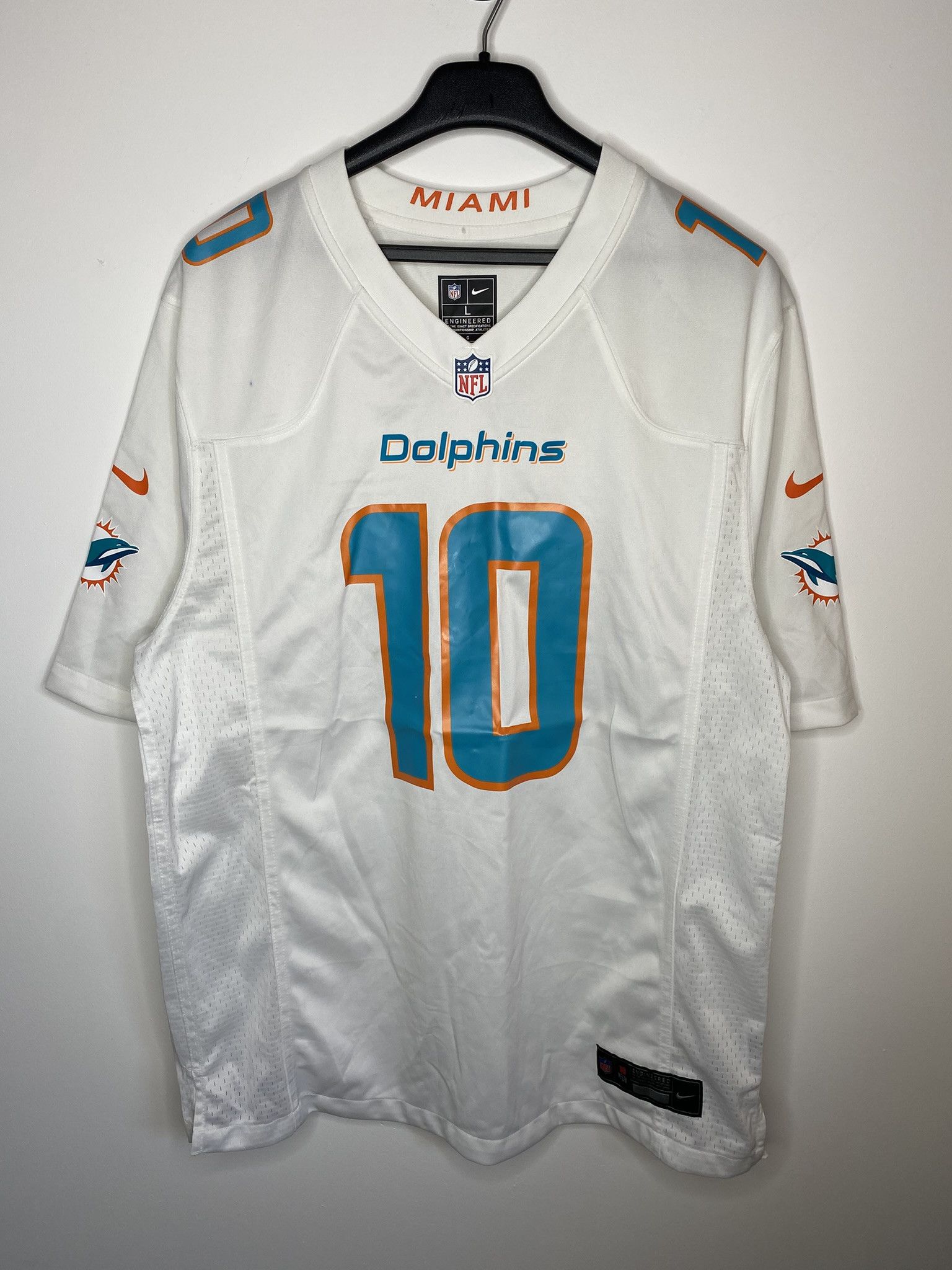Nike HILL #10 MIAMI DOLPHINS 2023 NFL FOOTBALL SHIRT JERSEY NIKE Size US L / EU 52-54 / 3 - 1 Thumbnail