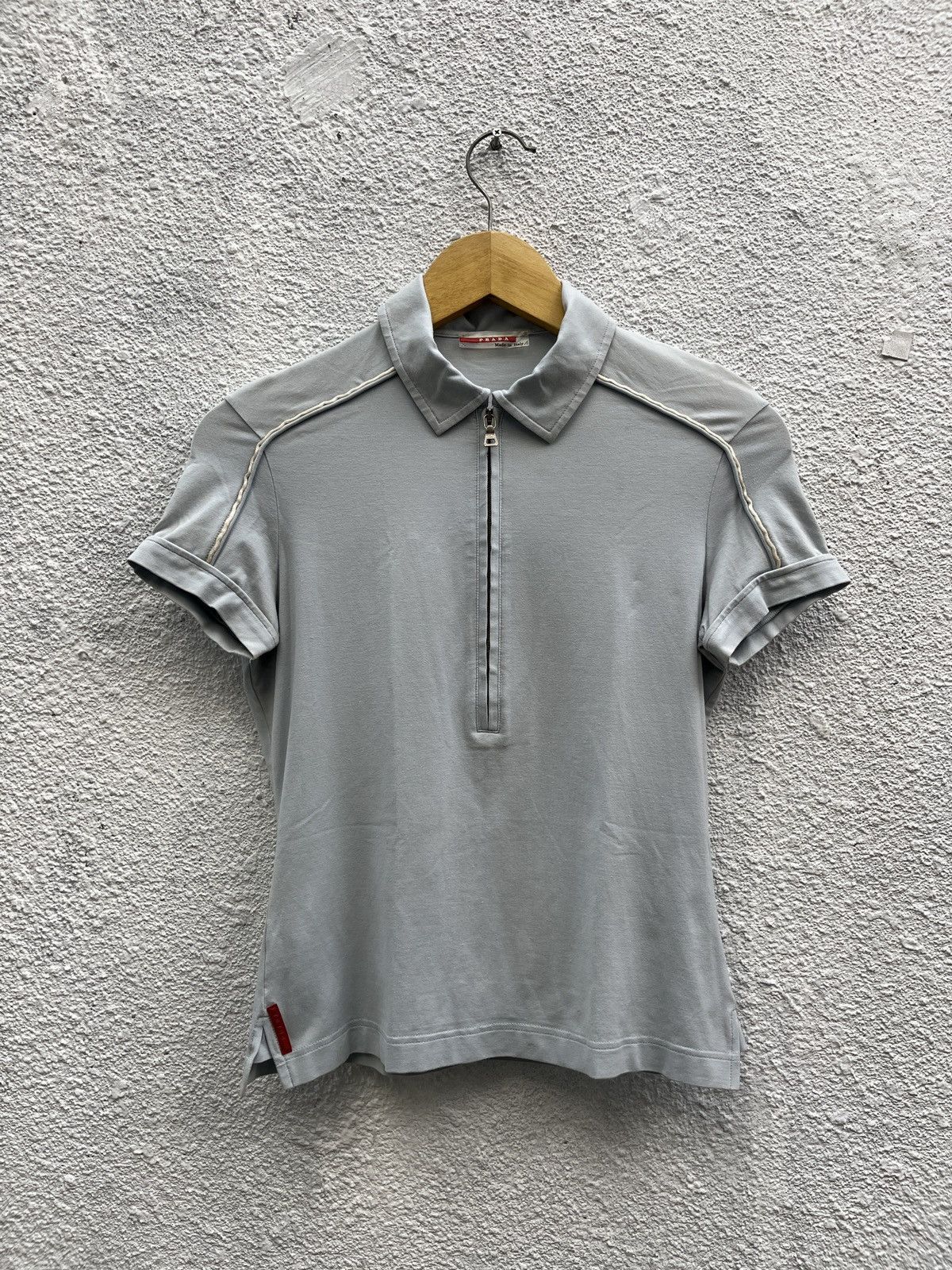 Prada Prada Linea Rossa Soft Blue Half Zip Polo Size S / US 4 / IT 40 - 1 Thumbnail