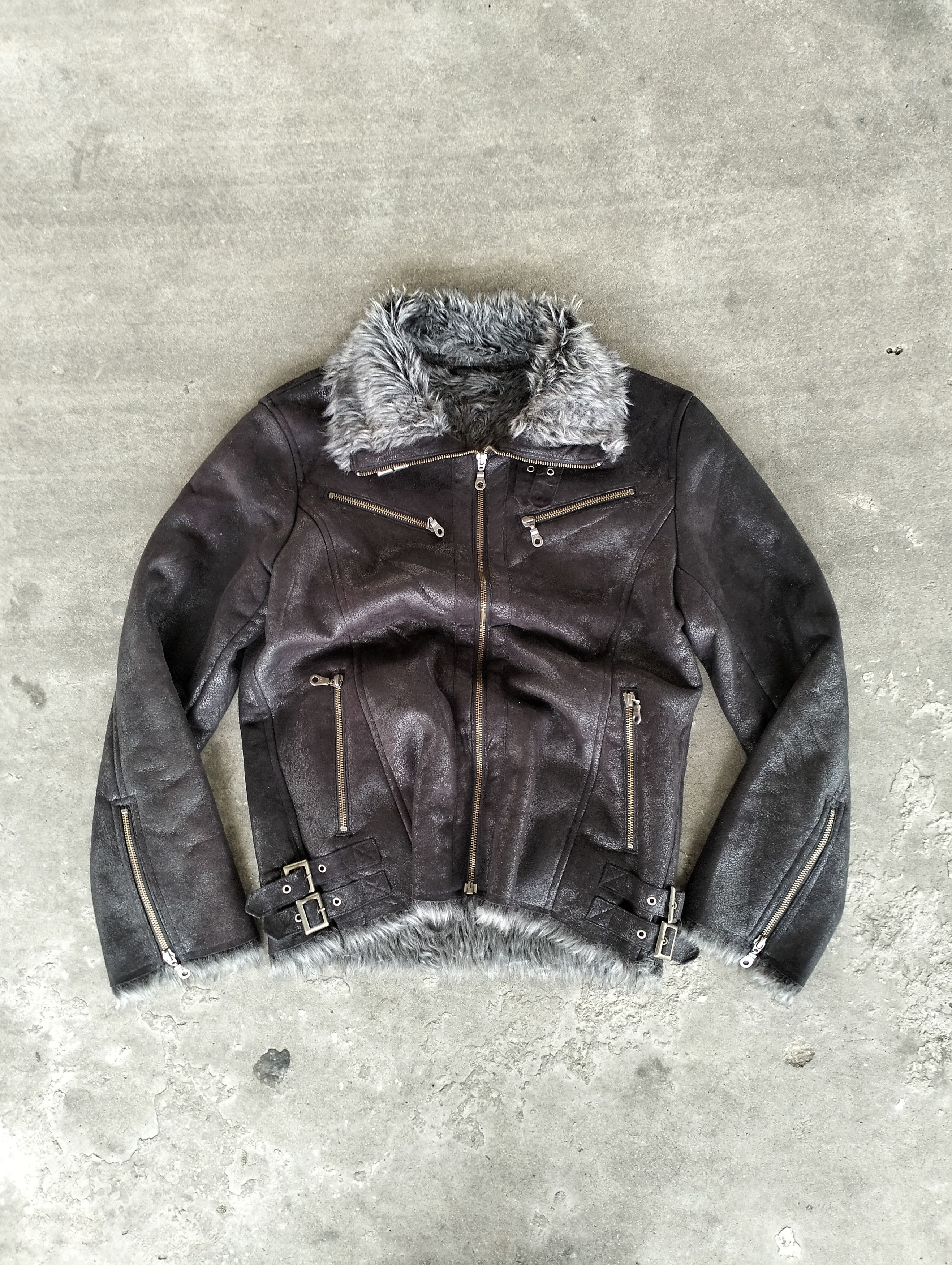 image of If Six Was Nine x In The Attic Leather Jacket Bikers Mossimo Fur Inner in Black, Men's (Size Medium