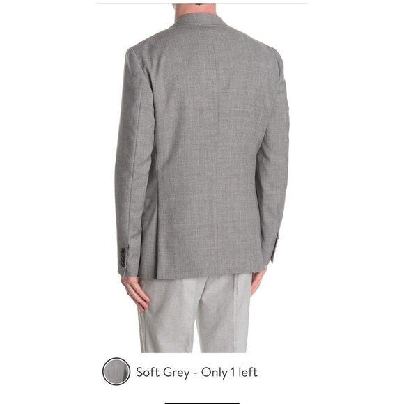 Reiss Reiss Mens Gray Peak Hopsack Woven Wool Blazer Suit Jacket S Size 40R - 2 Thumbnail