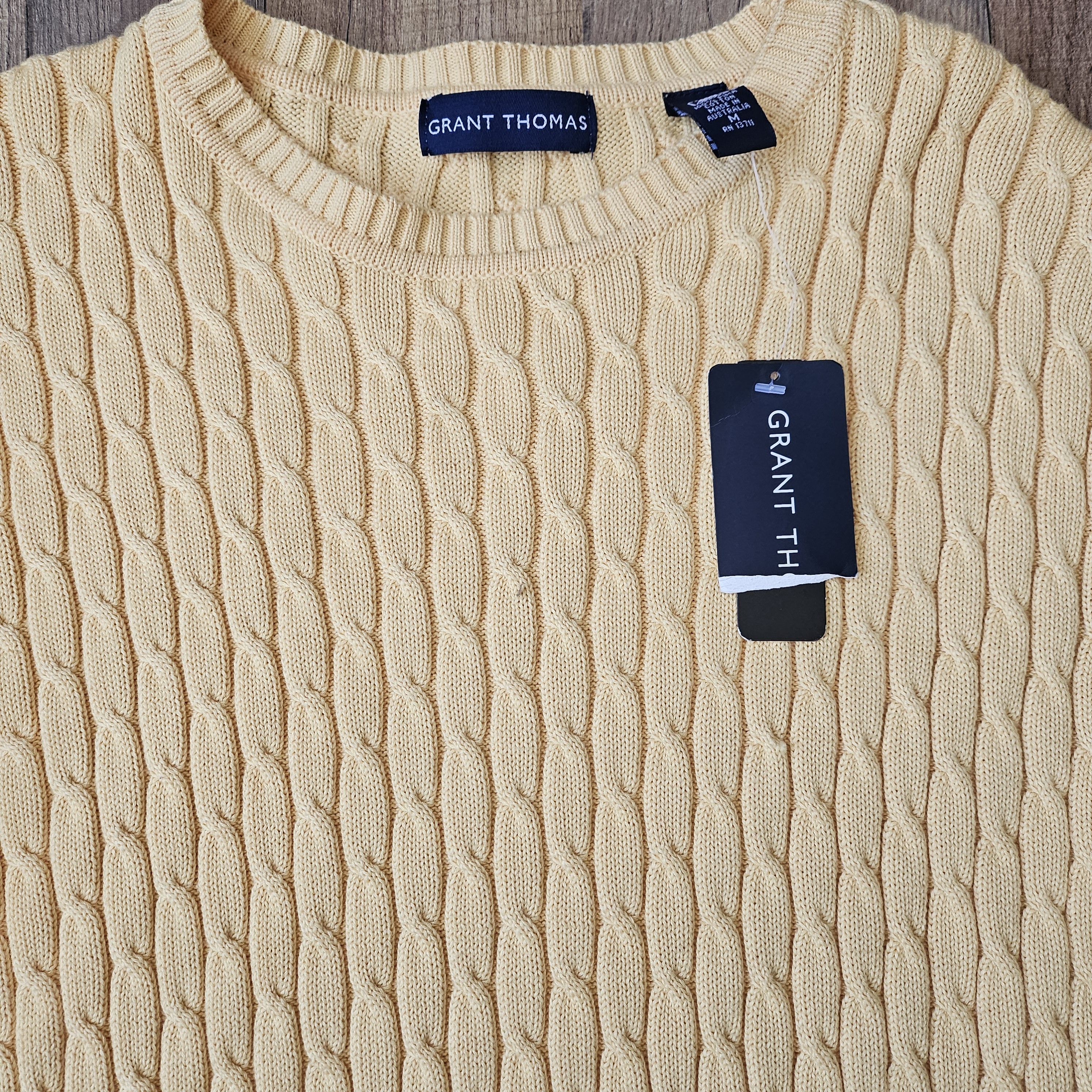 Grant Thomas × Vintage NWT Vtg. Grant Thomas Cable Knit Cotton Crew Neck Sweater Size US M / EU 48-50 / 2 - 5 Thumbnail
