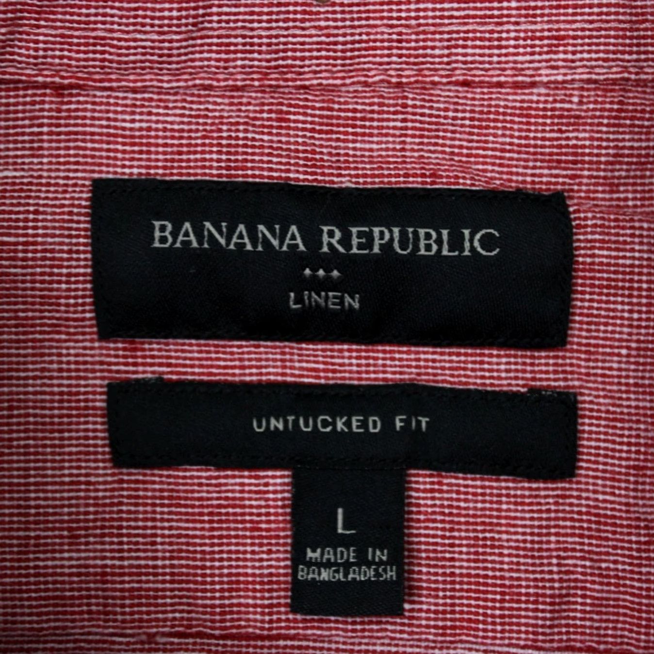 Banana Republic Banana Republic Shirt Adult Large Red Button-Down Linen/Cotton Blend L/S Solid Casual, Workwear Mens Size US L / EU 52-54 / 3 - 7 Thumbnail