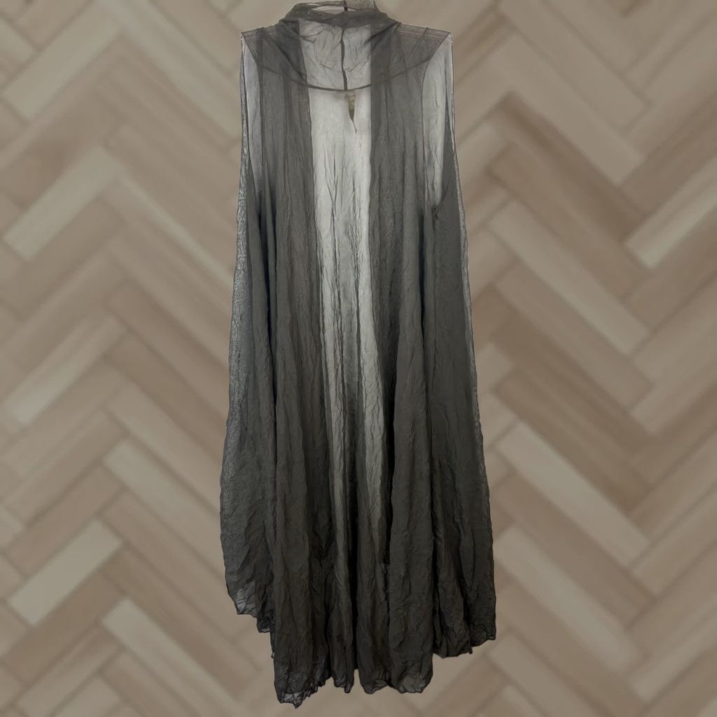 Vintage Comfy USA Jacket Women S Gray Solid Sheer Open Duster Cardigan Topper asymmetrical Mid-Length Size S / US 4 / IT 40 - 1 Thumbnail