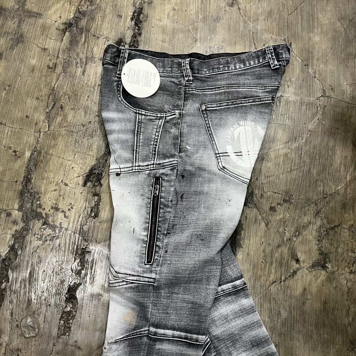 Hysteric Glamour JAPAN WINS Grey Biker Cargo Jeans Size US 31 - 14 Thumbnail
