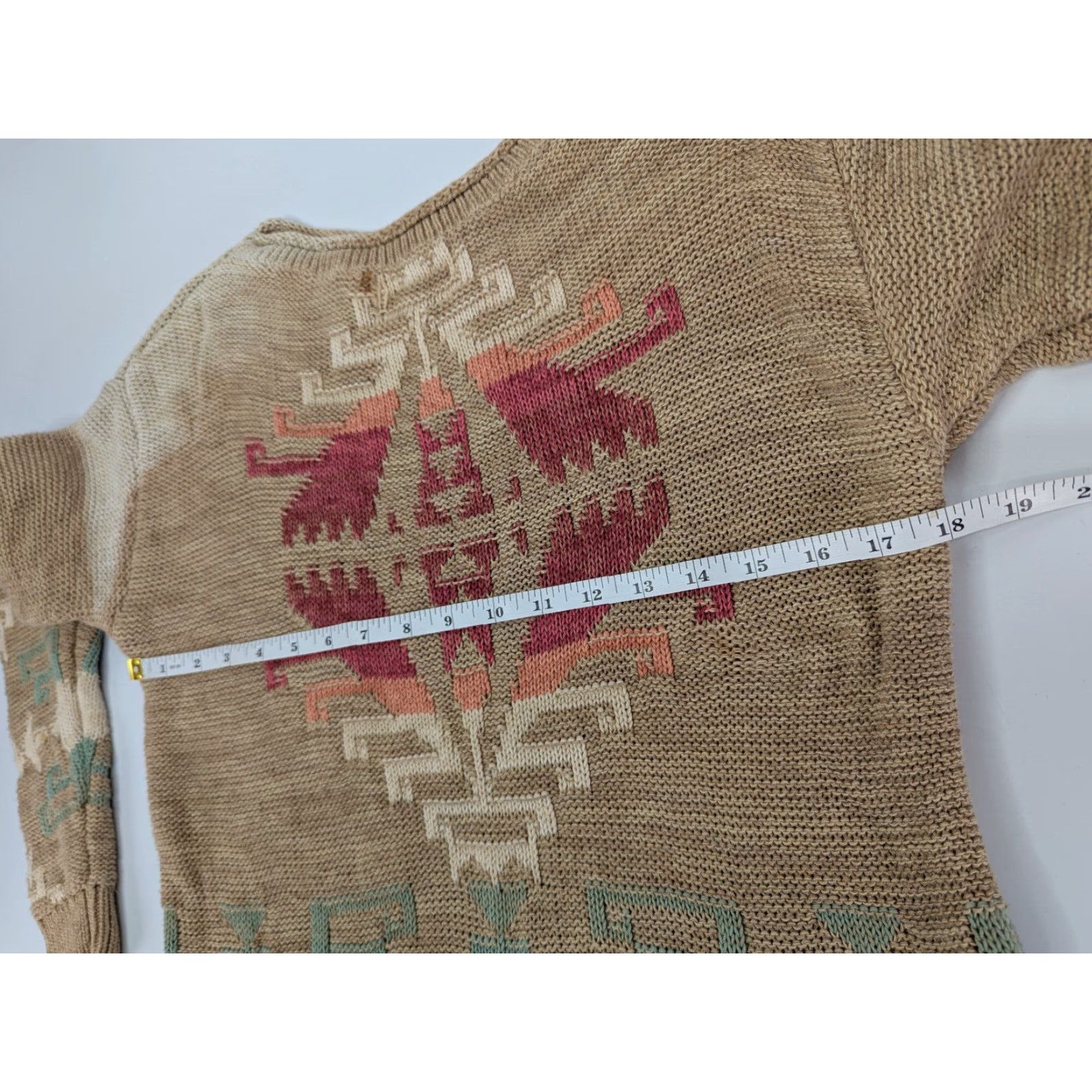 Ralph Lauren Lauren Ralph Lauren Southwest Aztec Tan Sweater Cotton Linen Blend Knit Size PM Size M / US 6-8 / IT 42-44 - 6 Thumbnail