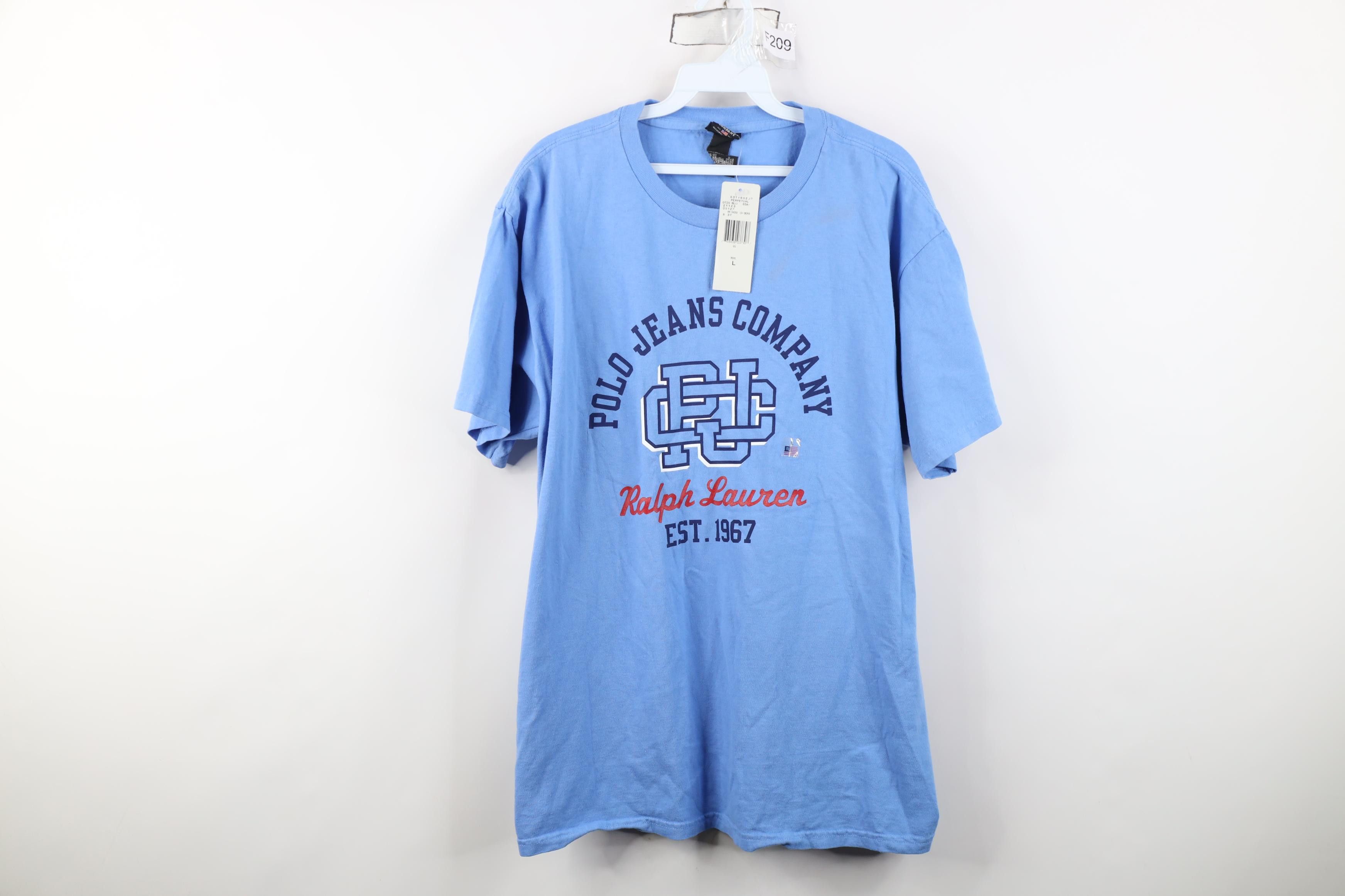 Polo Ralph Lauren Deadstock Vintage 90s Ralph Lauren Monogram T-Shirt Blue Size US L / EU 52-54 / 3 - 1 Thumbnail