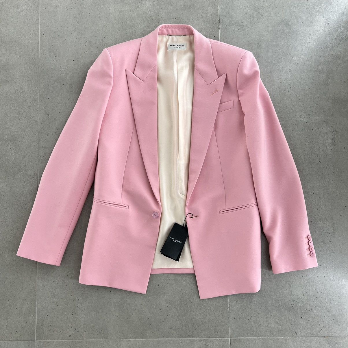 image of Anthony Vaccarello x Saint Laurent Paris Saint Laurent Blazer In Small in Pink, Men's