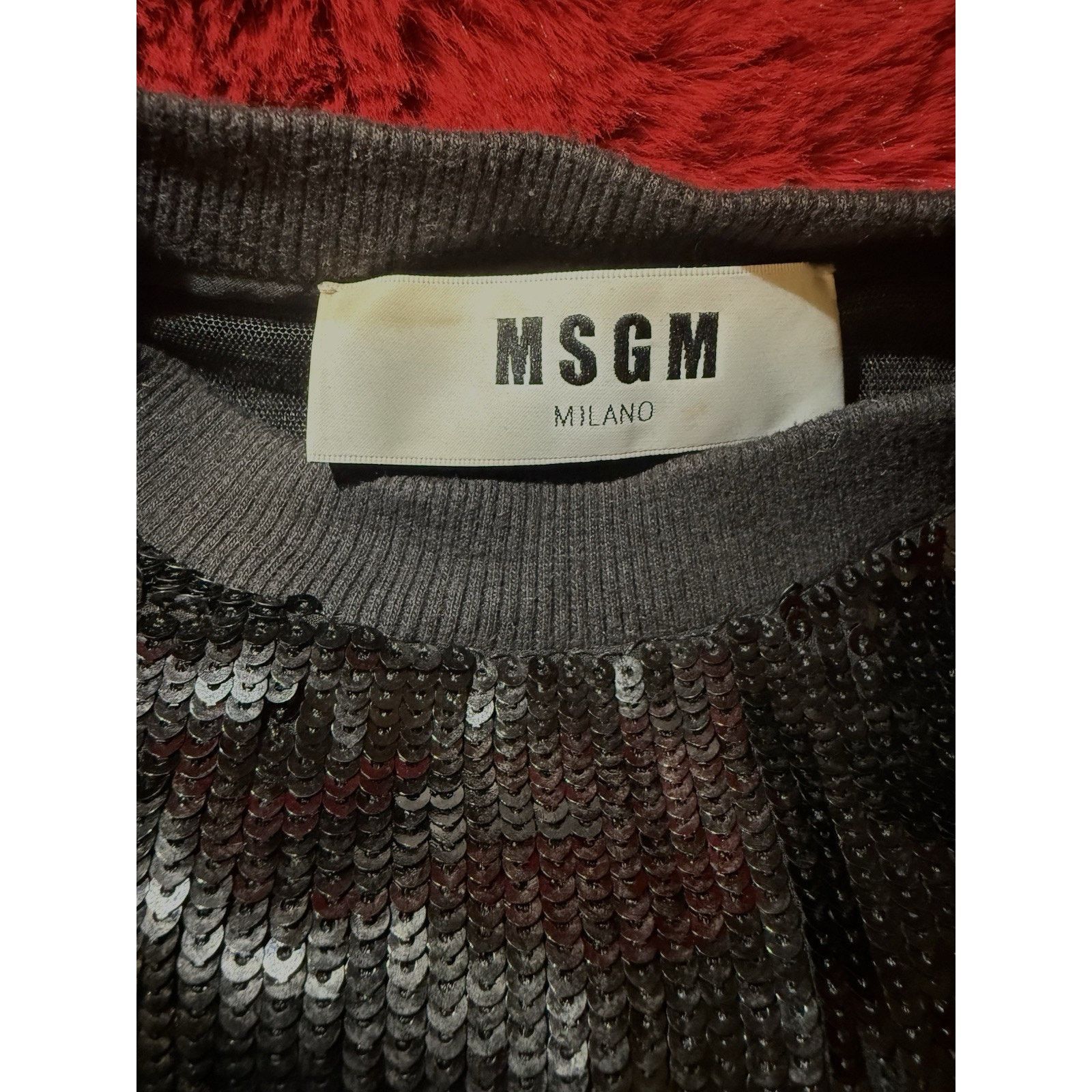 MSGM MSGM Women's Black White Sequin Logo Short Sleeve Crew Neck Size M / US 6-8 / IT 42-44 - 8 Thumbnail