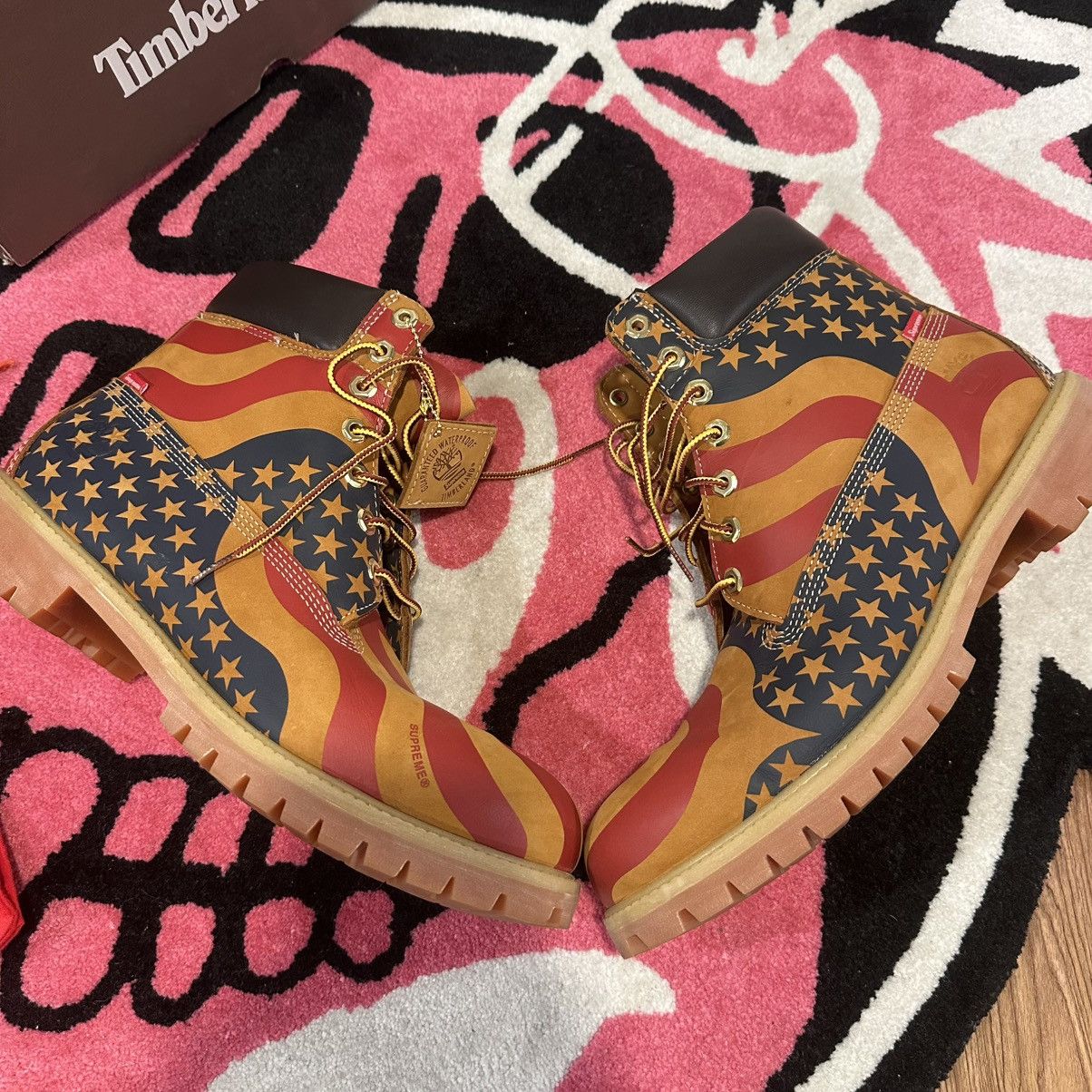 Supreme × Timberland Supreme Timberland 6 inch boot stars and stripes wheat Size US 11.5 / EU 44-45 - 3 Thumbnail