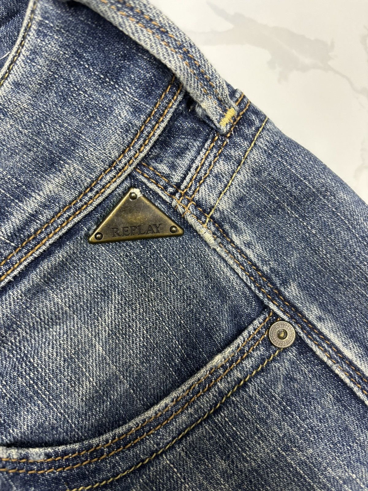 If Six Was Nine Replay R81 Wide Leg Flare Jeans Distressed Denim Size US 30 / EU 46 - 10 Thumbnail