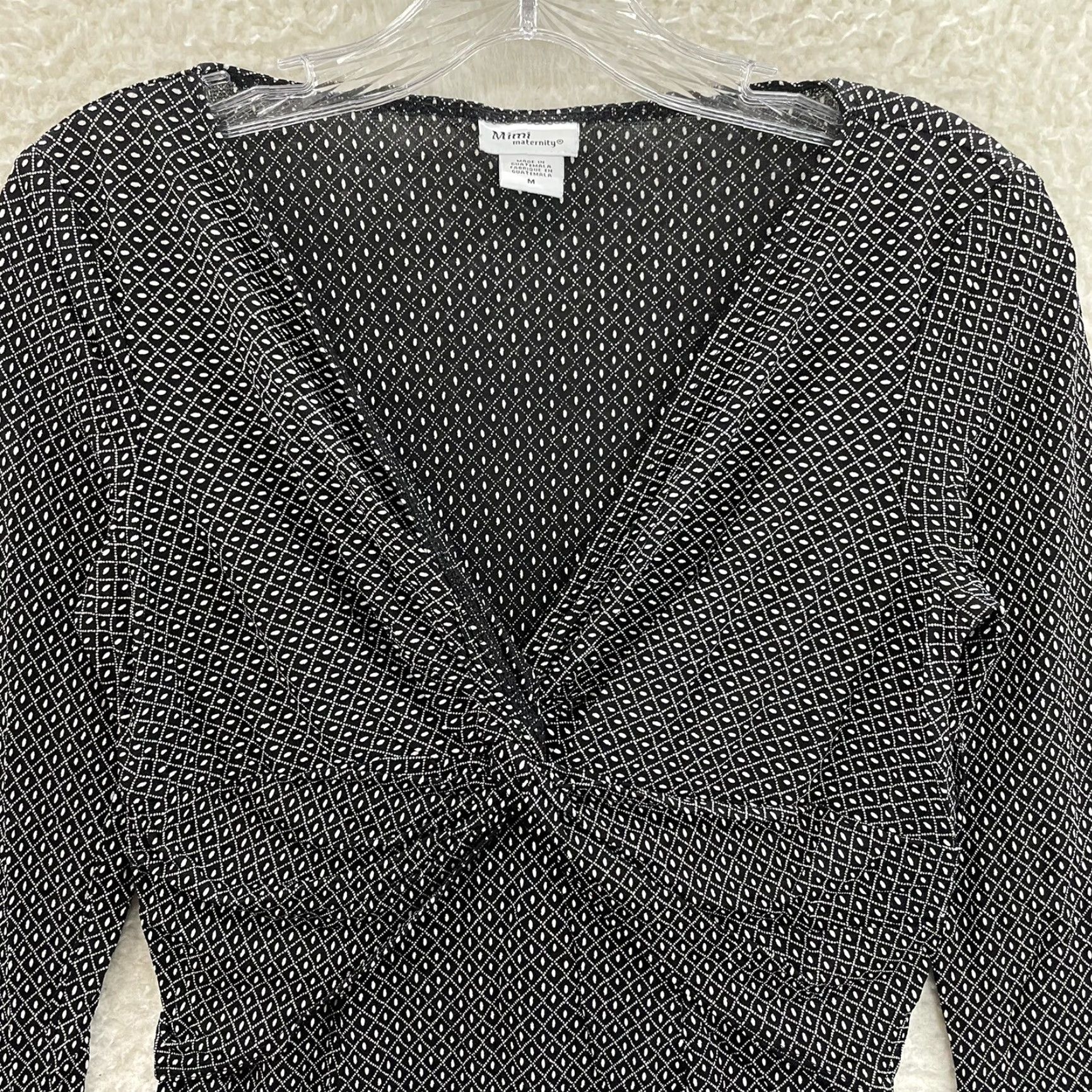 Vintage Mimi Maternity Top Shirt Maternity Black V-Neck 3/4 Sleeve Stretch Twist Pattern Womens M Size M / US 6-8 / IT 42-44 - 3 Thumbnail