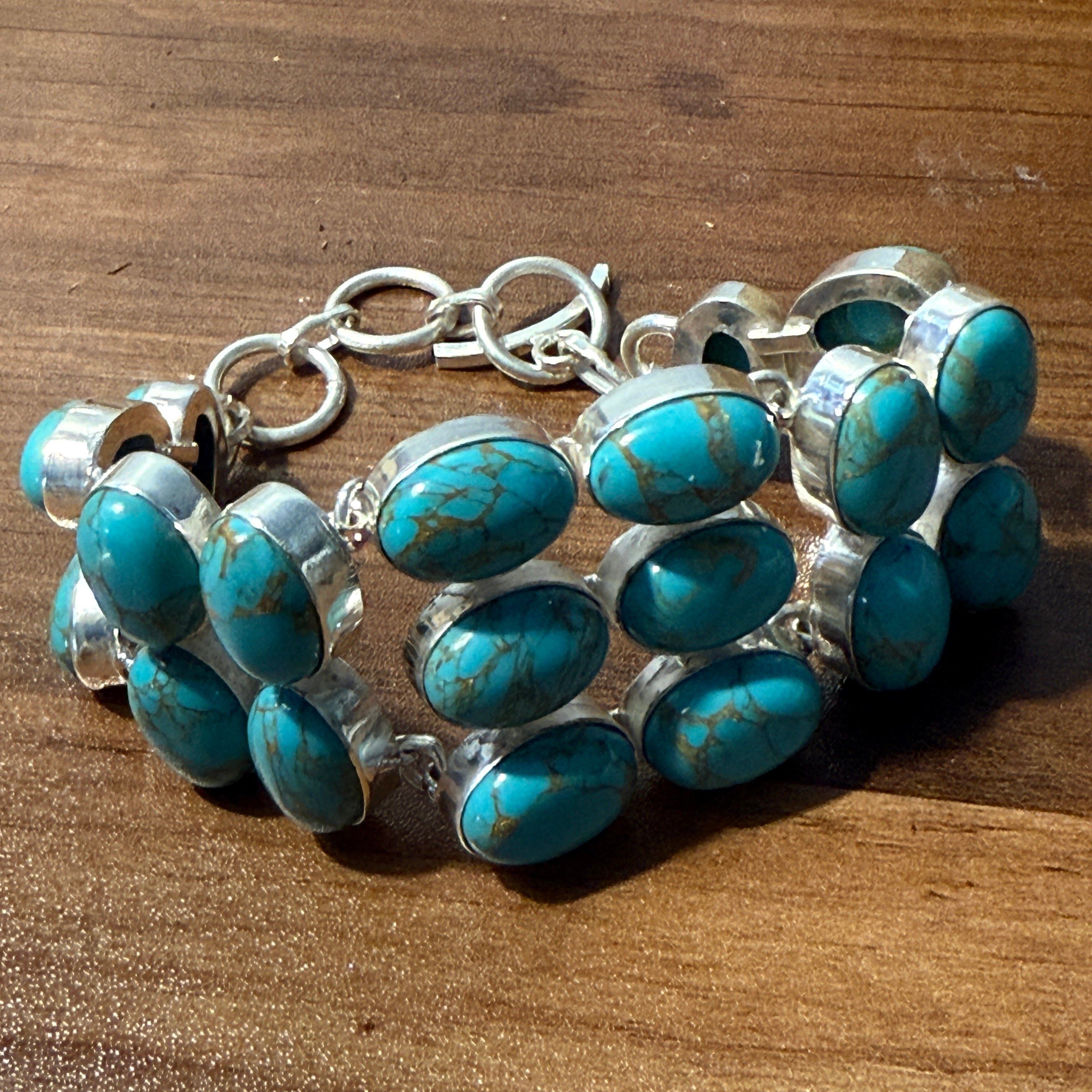 Other Blue Copper Dahlia Turquoise Gemstone Sterling Bracelet Size ONE SIZE - 2 Thumbnail