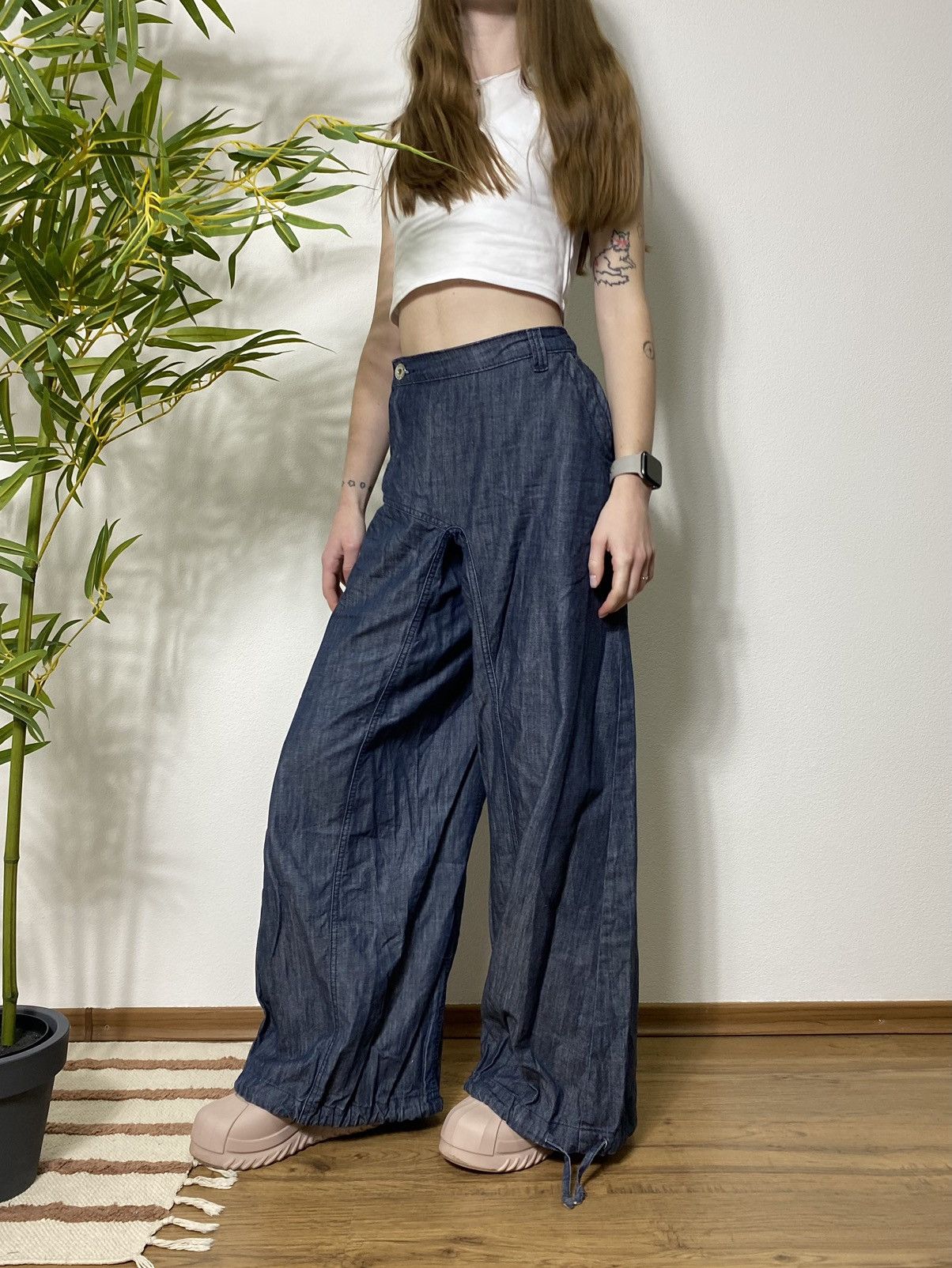 Vintage AVANT GARDE PARACHUTES DENIM TIE PANTS Size 26" / US 2 / IT 38 - 9 Thumbnail