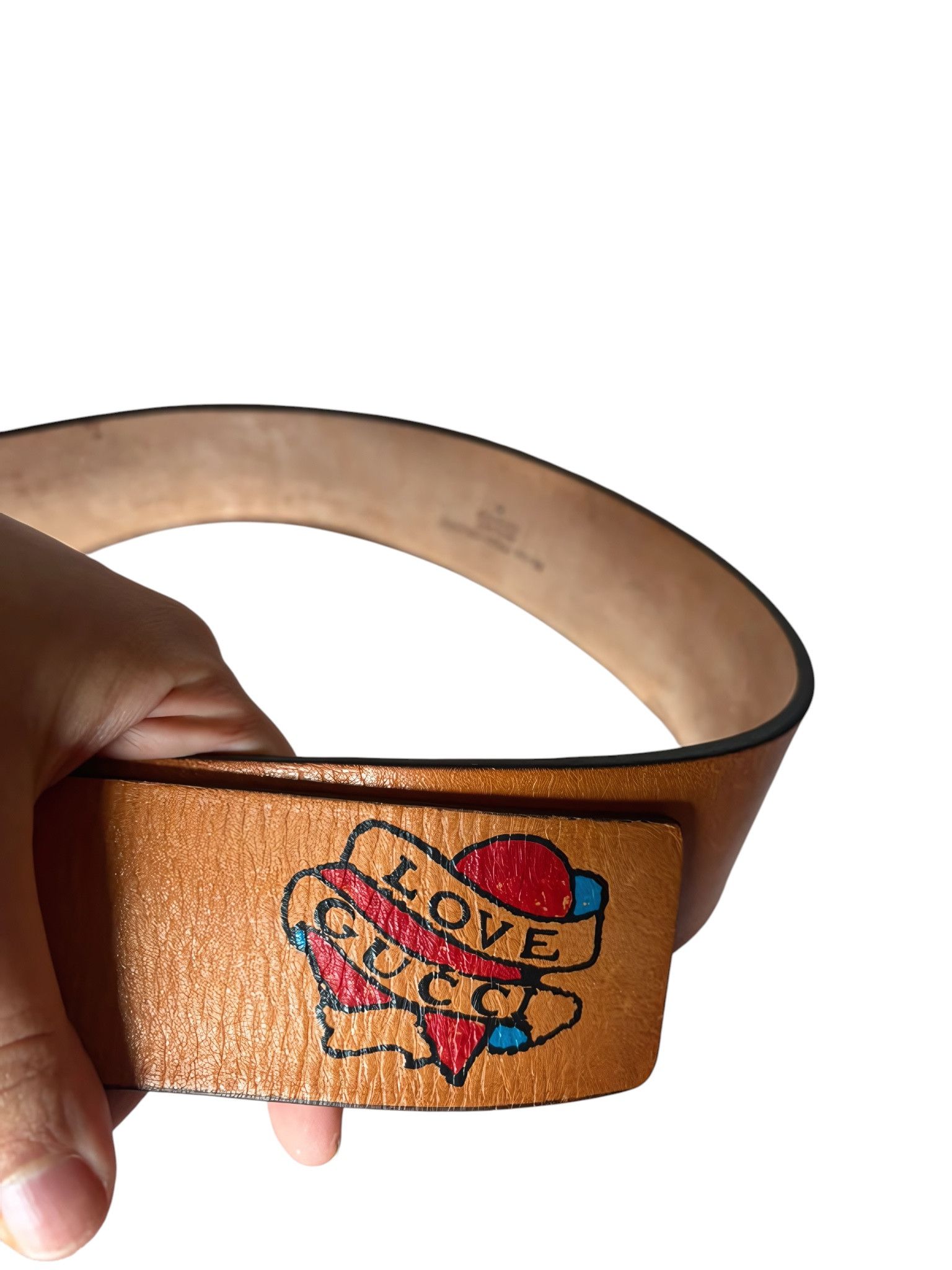 Gucci LOVE GUCCI TATTOO LEATHER BELT Size ONE SIZE - 2 Thumbnail