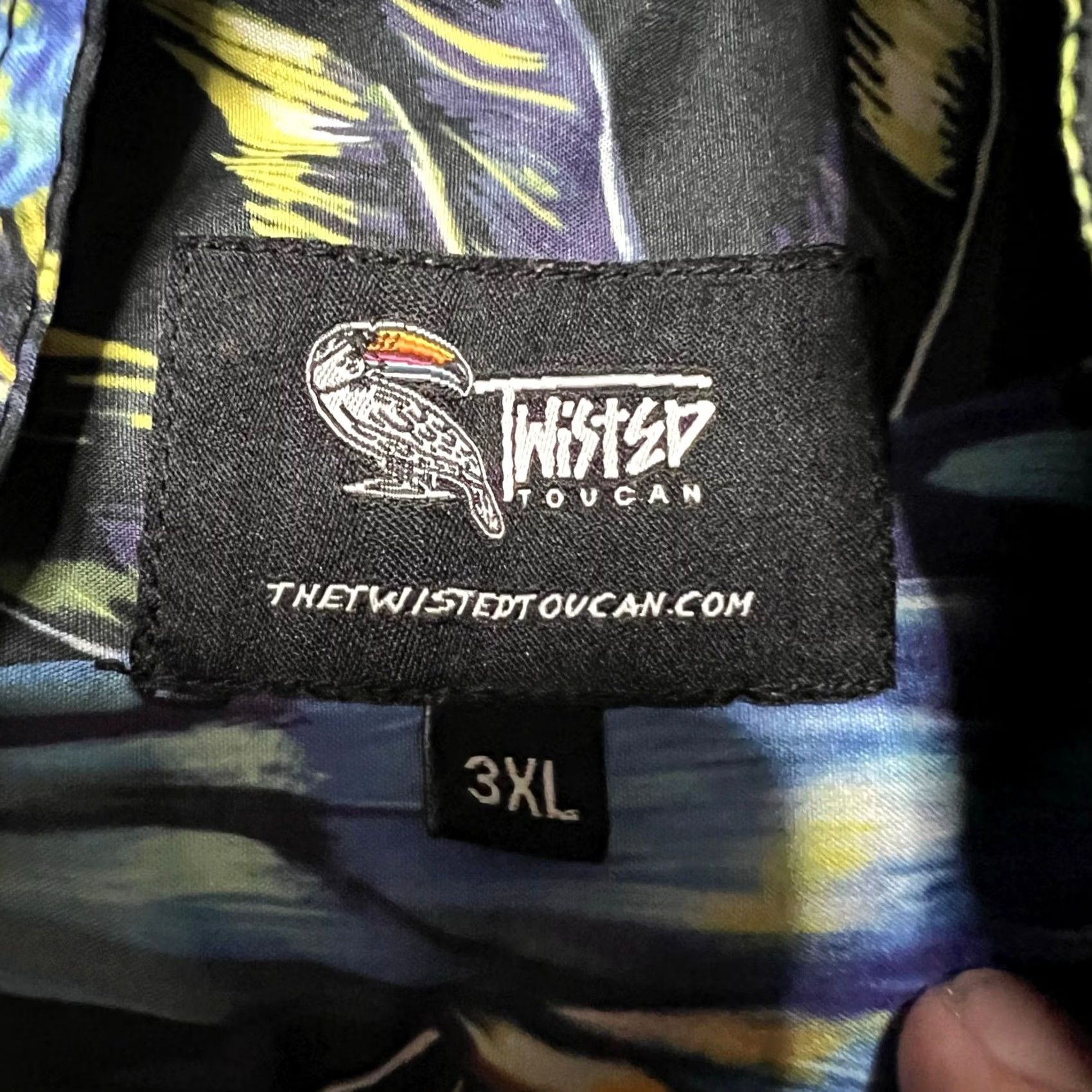 Twisted X Twisted Toucan Shirt Mens 3XL Hawaiian Floral Birds Button Short Sleeve Shirt Black 3XL Mens Big & Tall Size US XXL / EU 58 / 5 - 6 Thumbnail