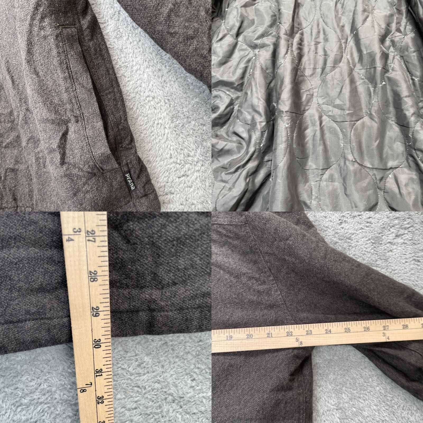Prana Prana Jacket Mens L Gray Quilted Flannel Lined Cotton Snap Front Hiking Coat Coa t Short Pockets Size US L / EU 52-54 / 3 - 8 Thumbnail