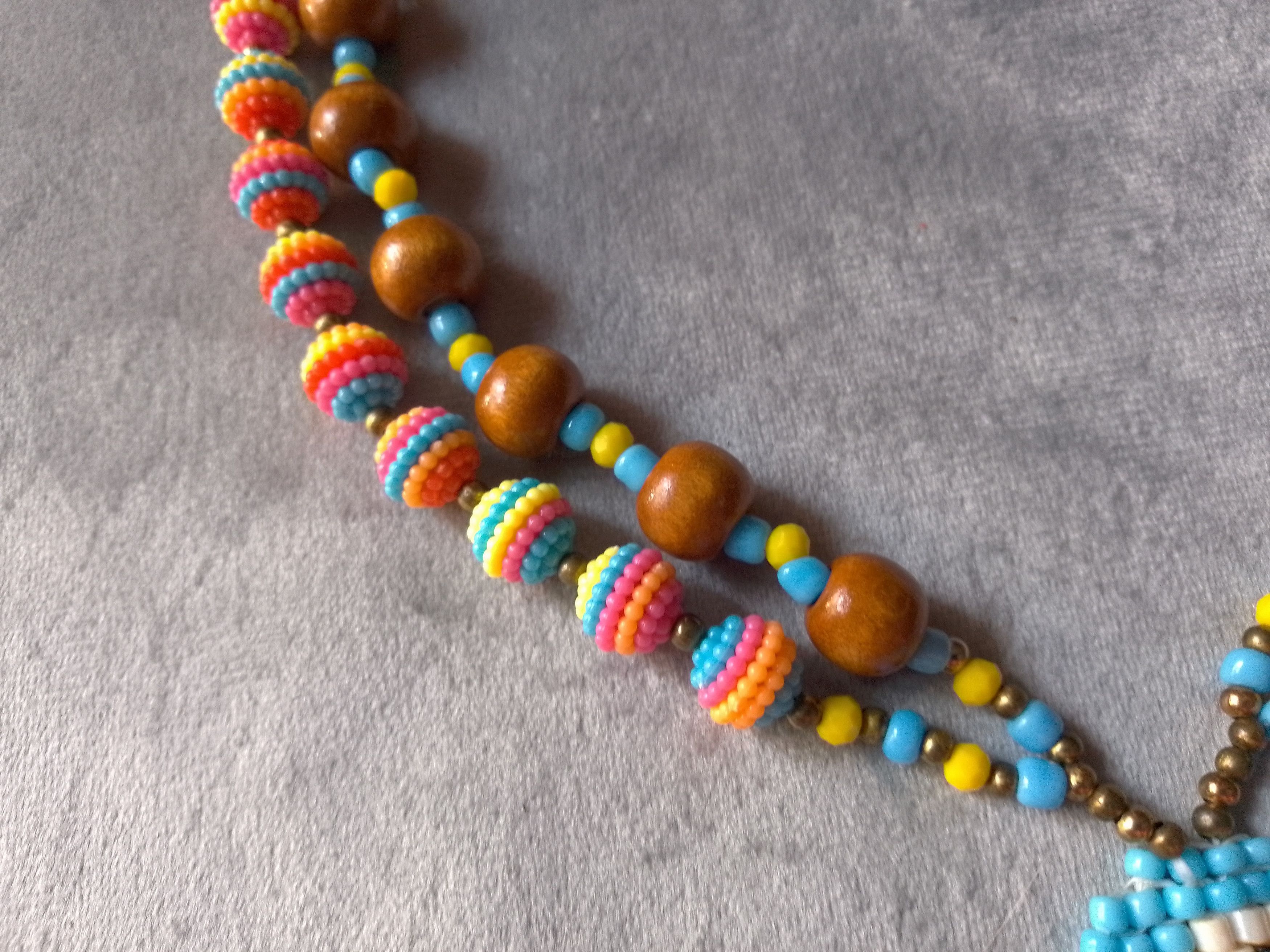 Handmade Necklace Exotic Long Wooden Multicol Parrot Beaded Pendant Size ONE SIZE - 2 Thumbnail
