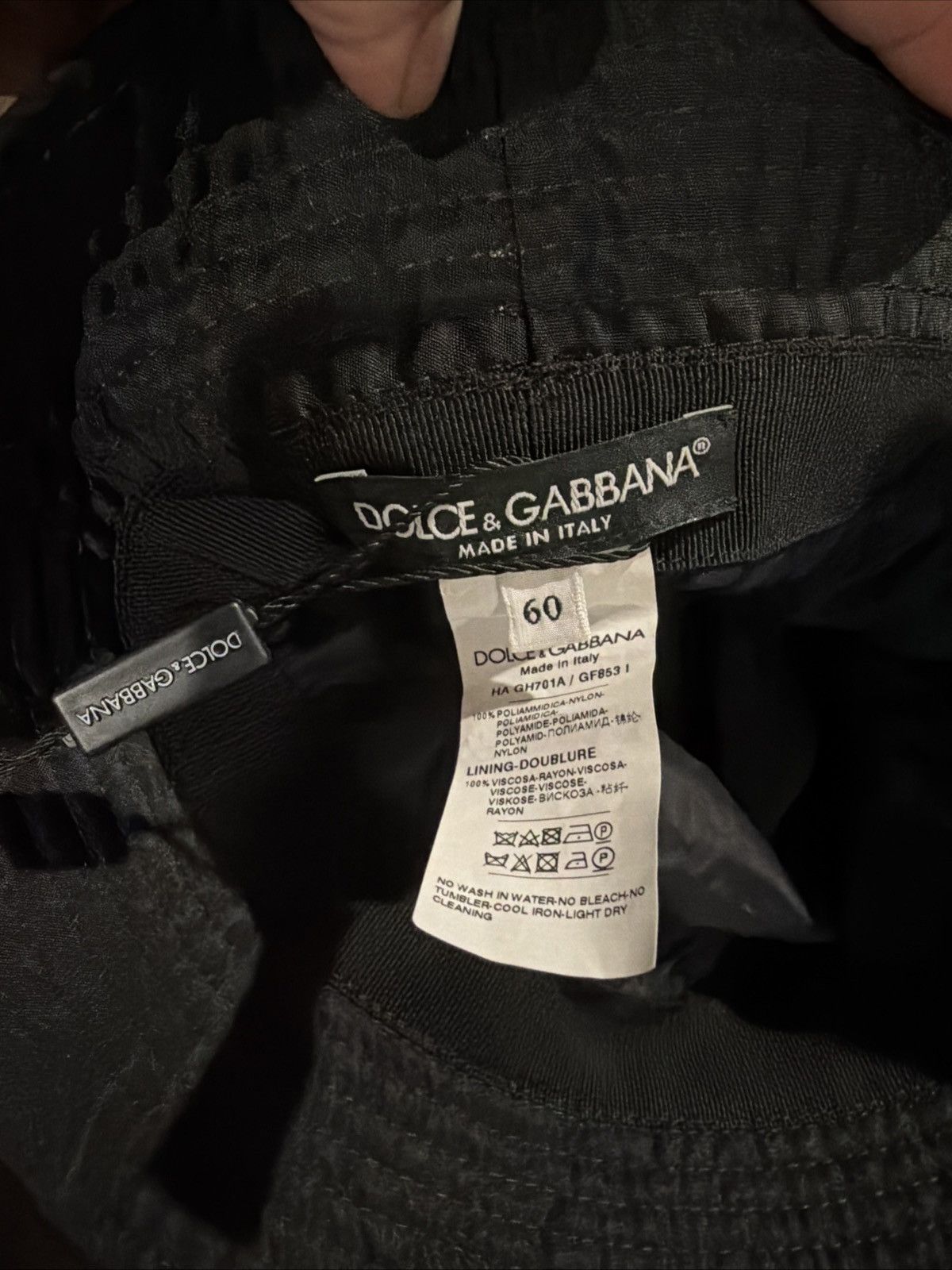 DOLCE & GABBANA Hat Black Wide Brim Cap Bucket s. 57 / S