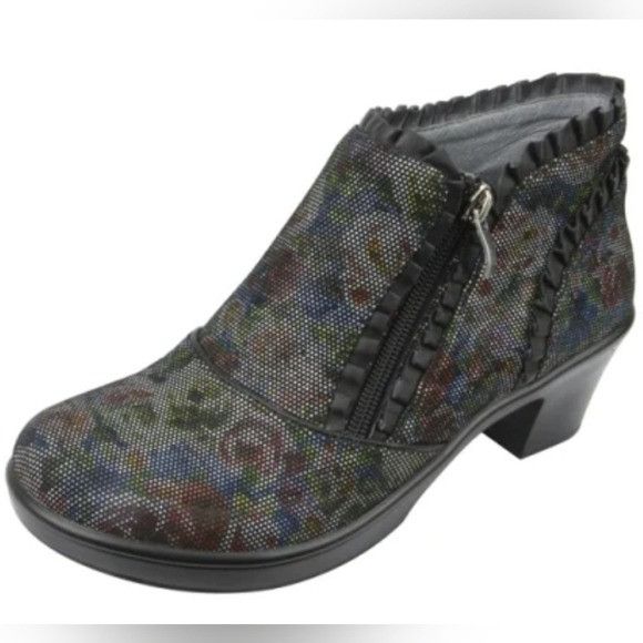 Alegria Hannah Multi Dot Floral Ruffle Cottagecore Bootie
