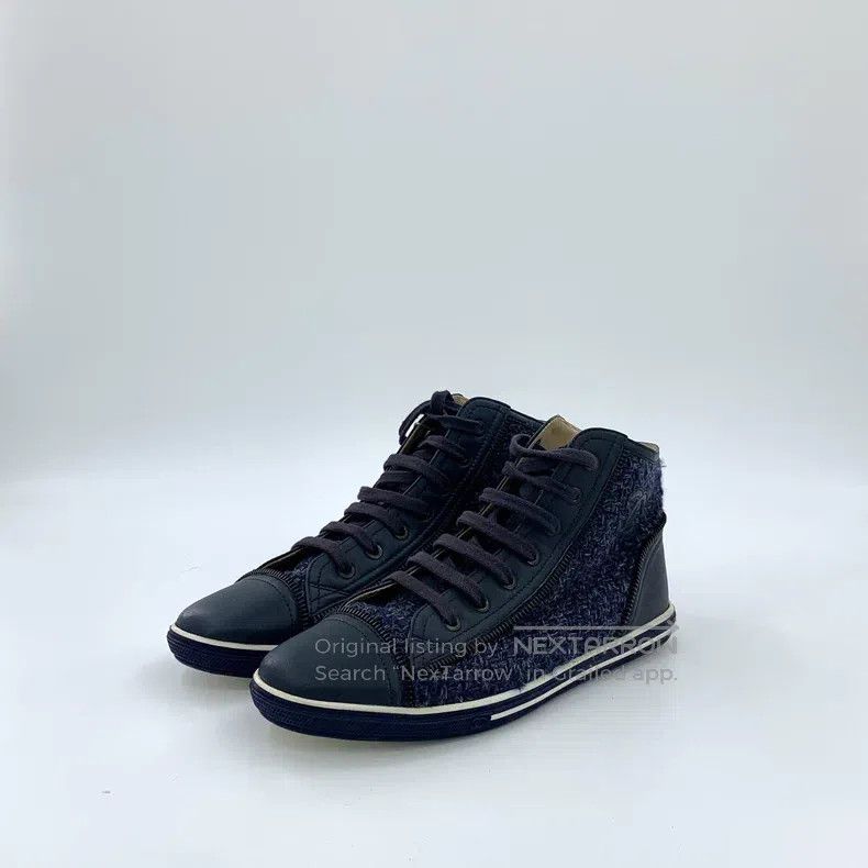 Chanel Chanel Dark blue woven tweed stitching casual high-top sne Size US 8.5 / IT 38.5 - 1 Thumbnail