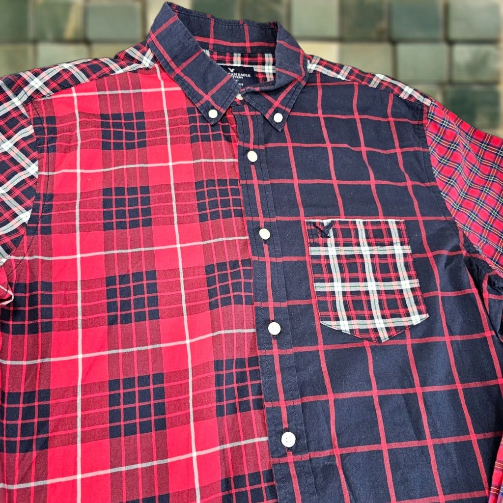 American Eagle Outfitters American Eagle Shirt Mens Medium Classic Check Patchwork Button Up Long Sleeve Mens Size US M / EU 48-50 / 2 - 1 Thumbnail