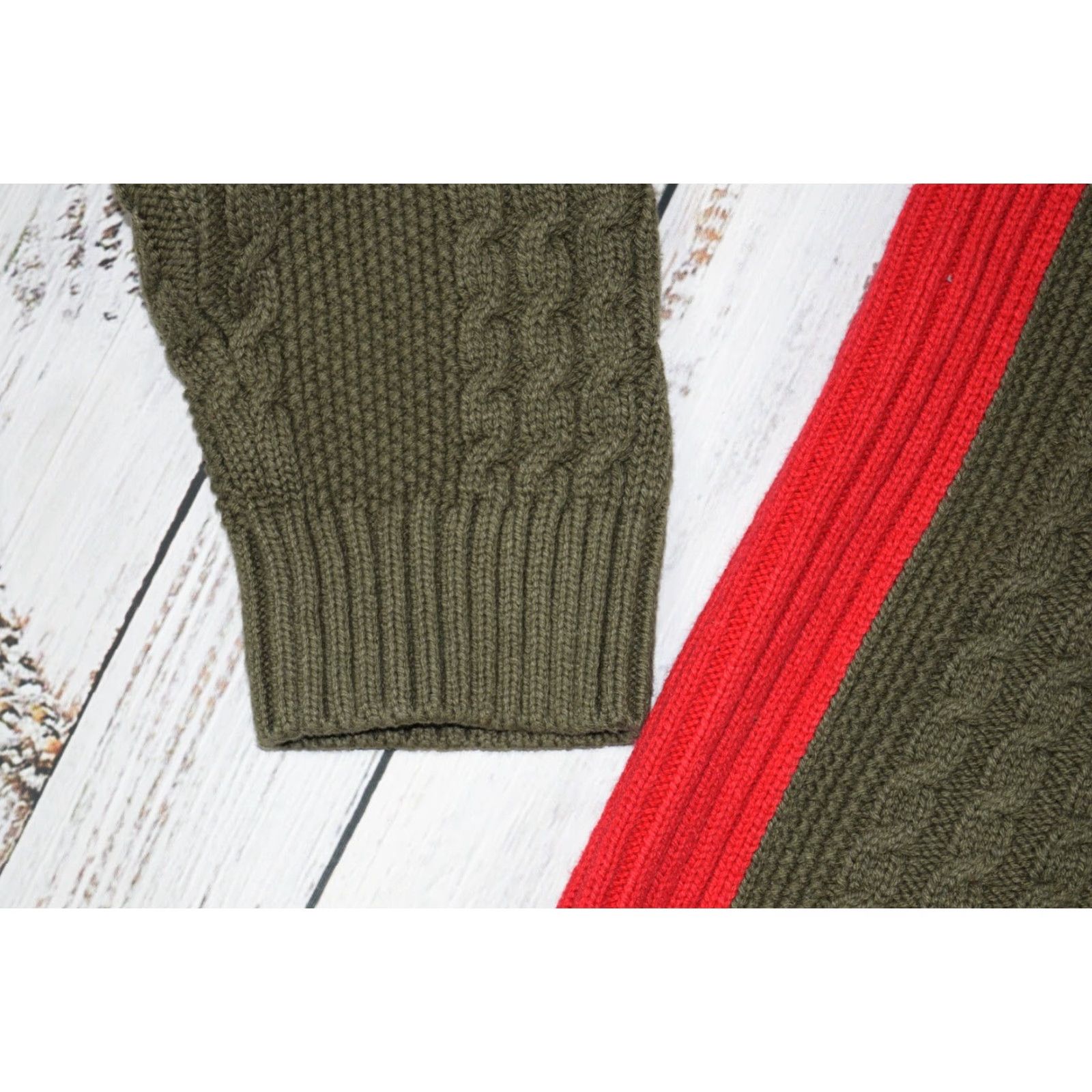 Pajar PAJAR Army Green Cotton Knit Pullover Sweater Men's Large V-Neck Fisherman Style Size US L / EU 52-54 / 3 - 3 Thumbnail