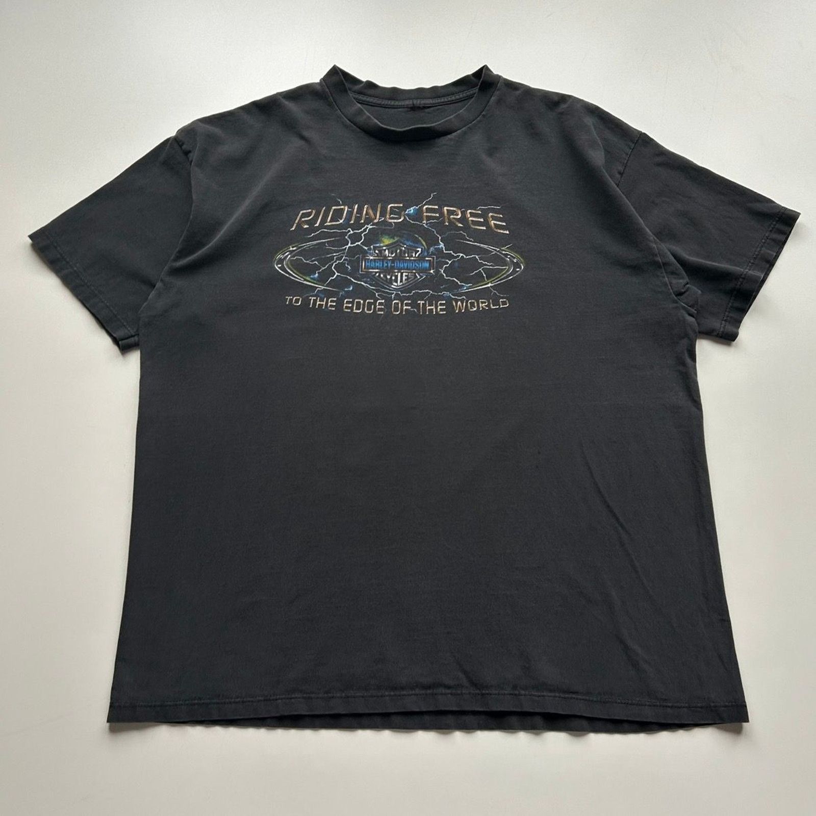 Harley Davidson Vintage Y2K Harley Davidson Lightning Shirt 2XL Faded Black Size US XXL / EU 58 / 5 - 1 Thumbnail