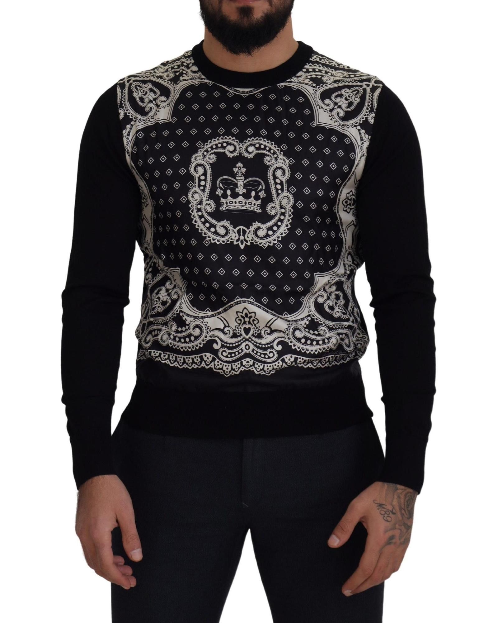 image of Dolce Gabbana Bandana Crewneck Pullover Sweater in Black, Men's (Size XS)