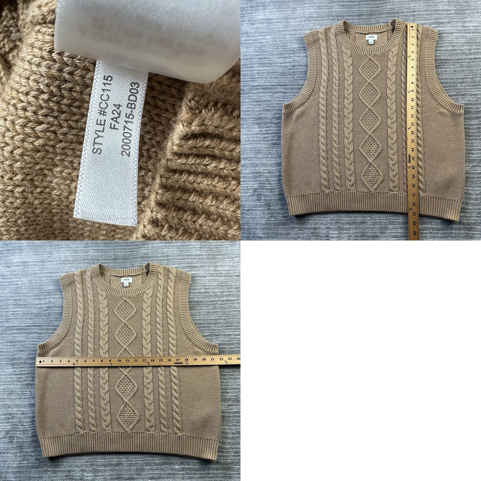 J.Crew VINTAGE J.CREW Vest Womens XL Beige Tan Cable Knit Fisherman Preppy Size XL / US 12-14 / IT 48-50 - 8 Thumbnail