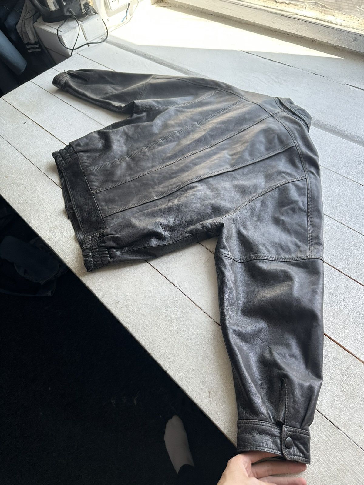 Other 🚨VNTG LEATHER JACKET AVANT GARDE ASYMMETRICAL BROWN MOTO Size US L / EU 52-54 / 3 - 9 Thumbnail