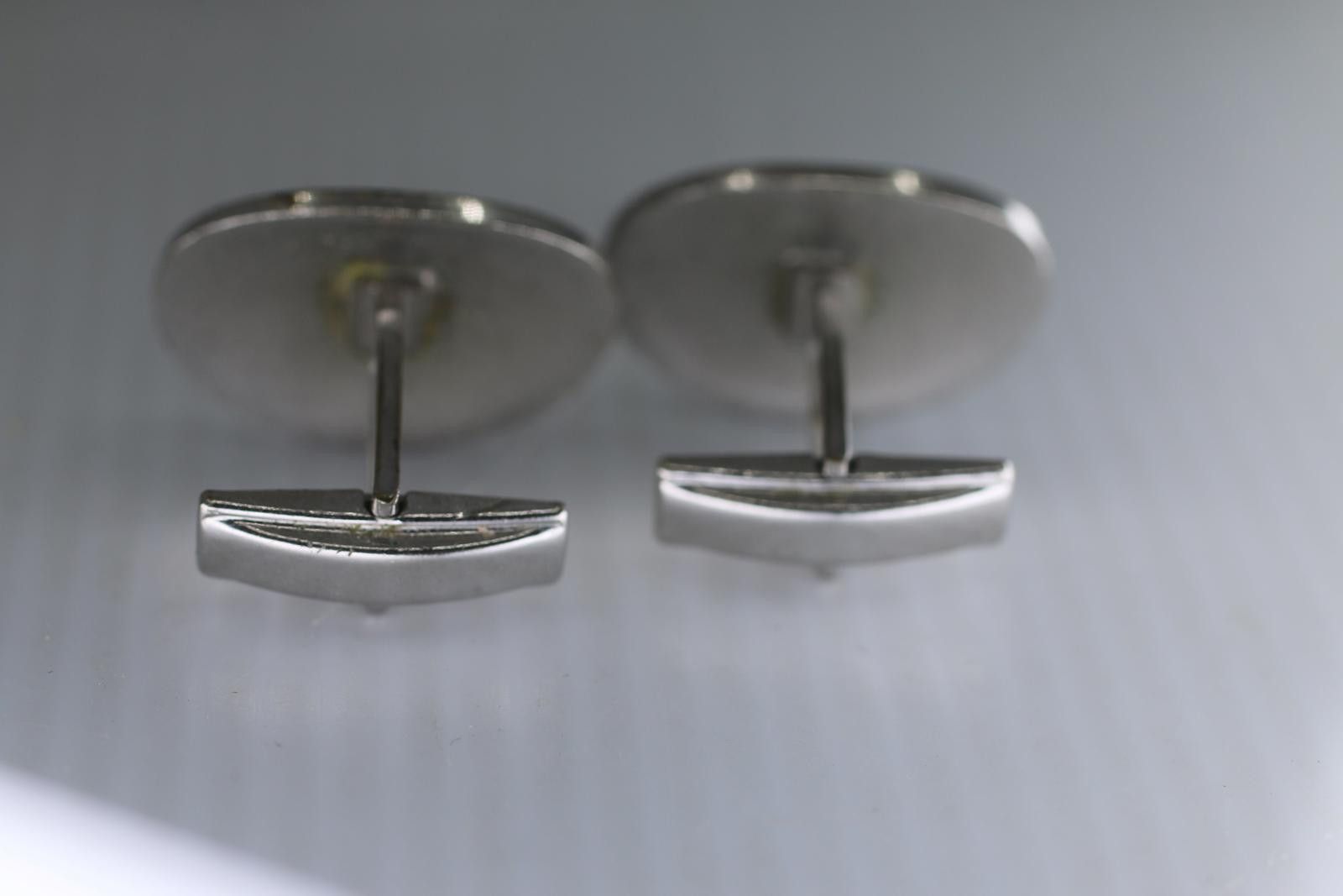 The Unbranded Brand Vintage Silver-Tone Etched Oval Cufflinks Mid-Century Design Size ONE SIZE - 3 Thumbnail
