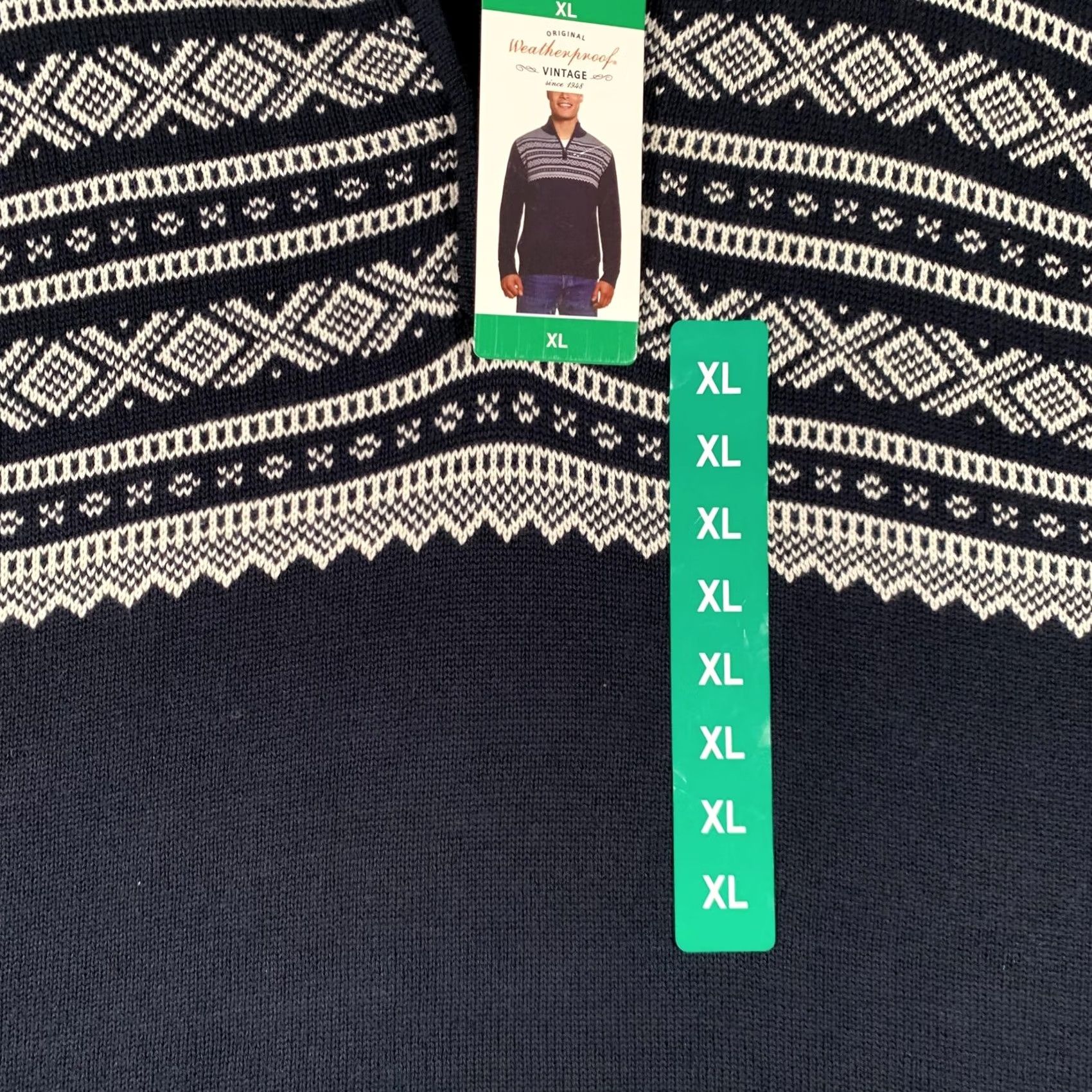 Weatherproof VINTAGE Weatherproof Sweater Mens XL Blue Navy Fair Isle Zip Mock Neck Pullover Size US XL / EU 56 / 4 - 4 Thumbnail