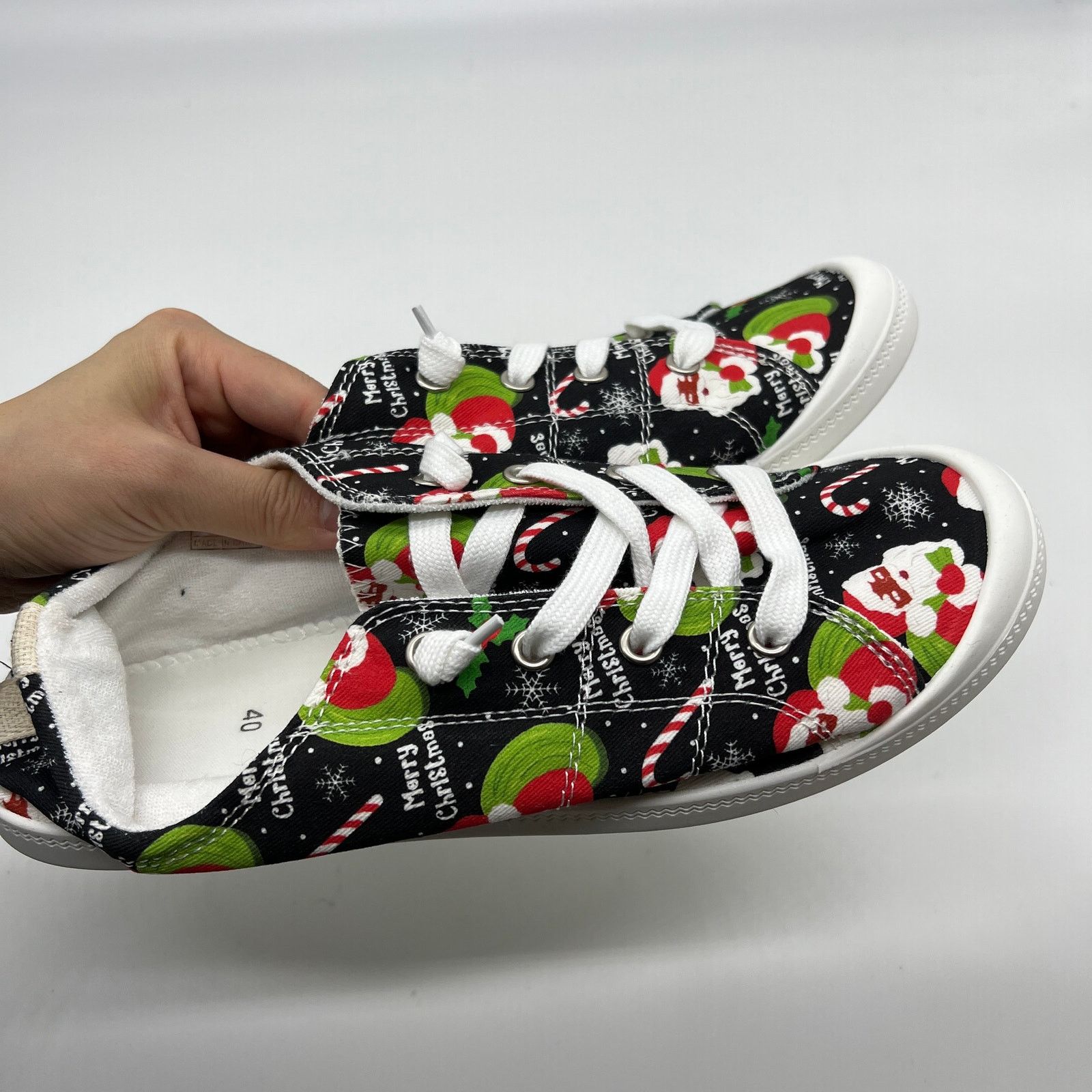 Other Women's Christmas Santa Shoes Lace Up Fashion Canvas Size US 9 / IT 39 - 2 Thumbnail