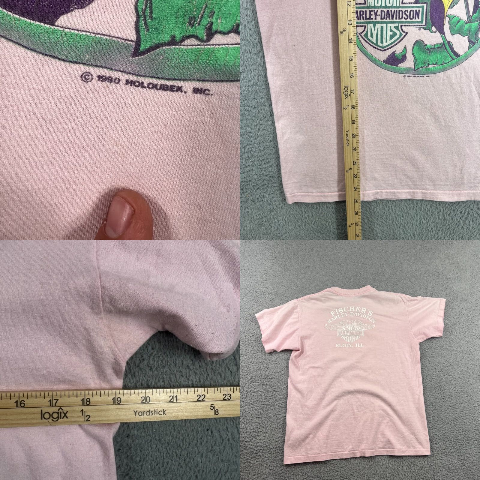 Harley Davidson VINTAGE Harley-Davidson Shirt Women Pink Flower 1990 Medium Harleys T‑Shirt Crew Neck Short Sleeve Floral Casual Vintage 90s Mens Womens Girls Boys Size M / US 6-8 / IT 42-44 - 8 Thumbnail
