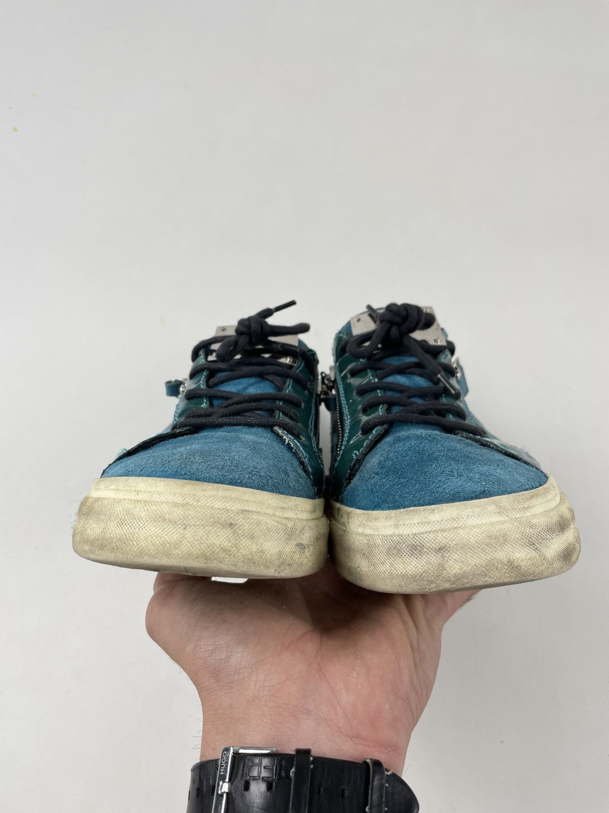 Designer × Giuseppe Zanotti Frankie Leather-Suede Double-Zip Low-Top Sneakers Shoes Size US 8.5 / IT 38.5 - 17 Thumbnail