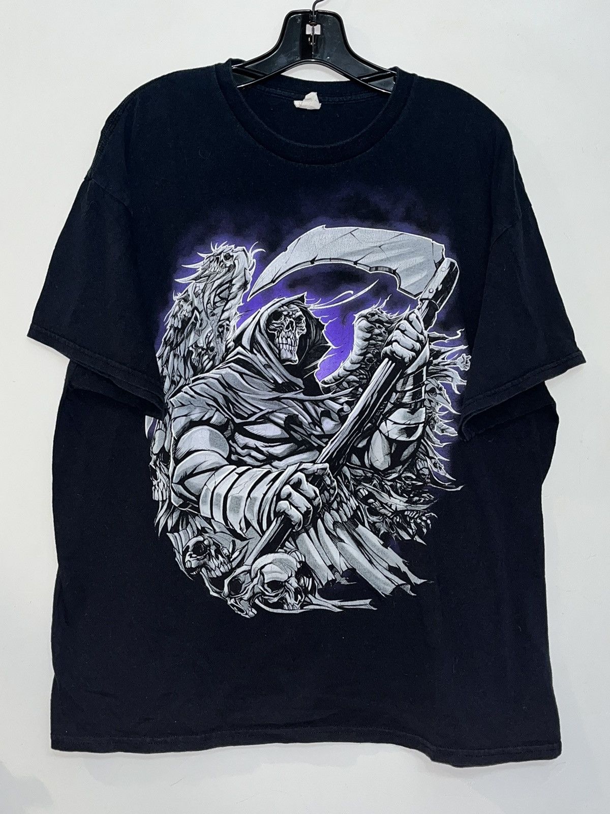 If Six Was Nine × Vintage Crazy Y2K Baggy Skater Skull Flames Distressed Faded ERD Tee Size US XL / EU 56 / 4 - 1 Thumbnail