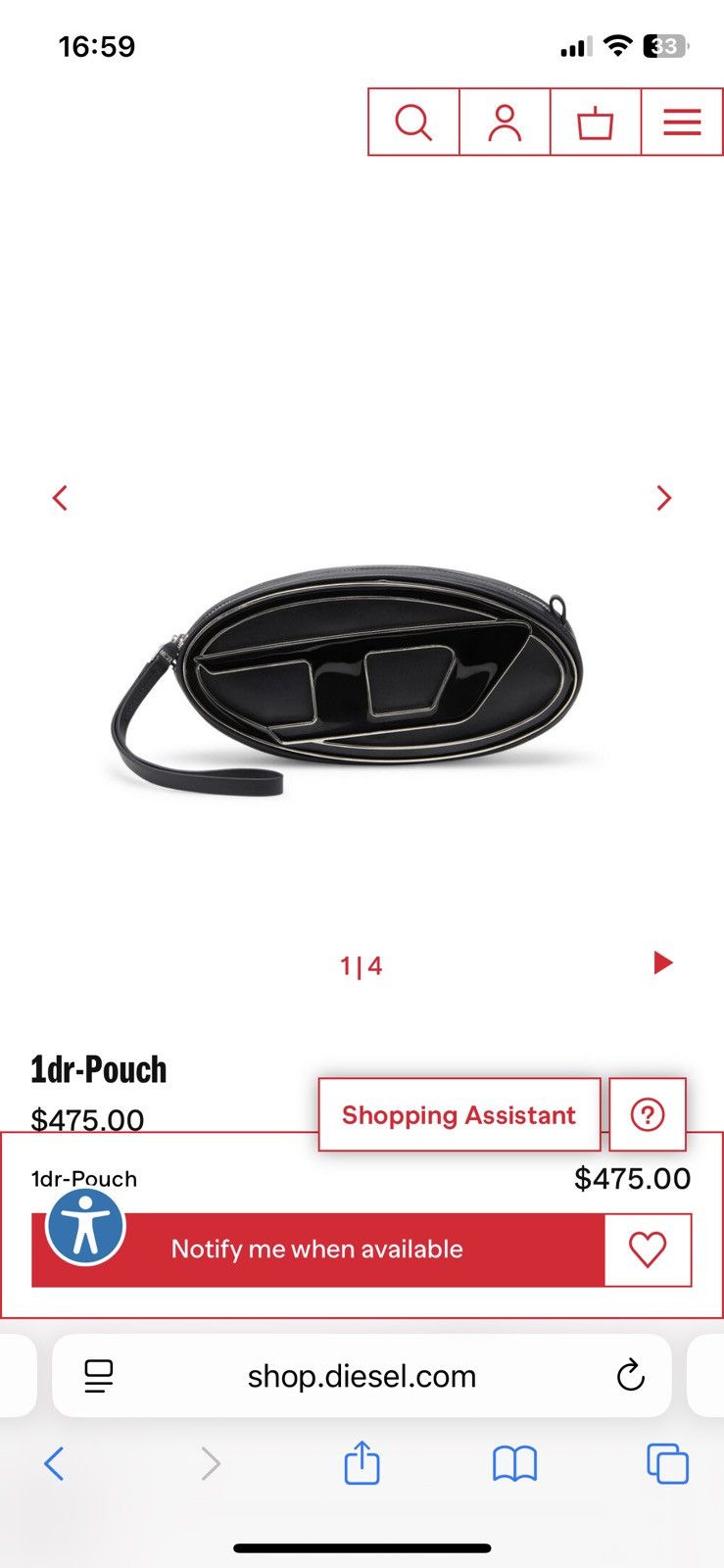 Designer × Diesel DIESEL 1DR - Pouch Small leather crossbody with logo plaque Size ONE SIZE - 10 Thumbnail